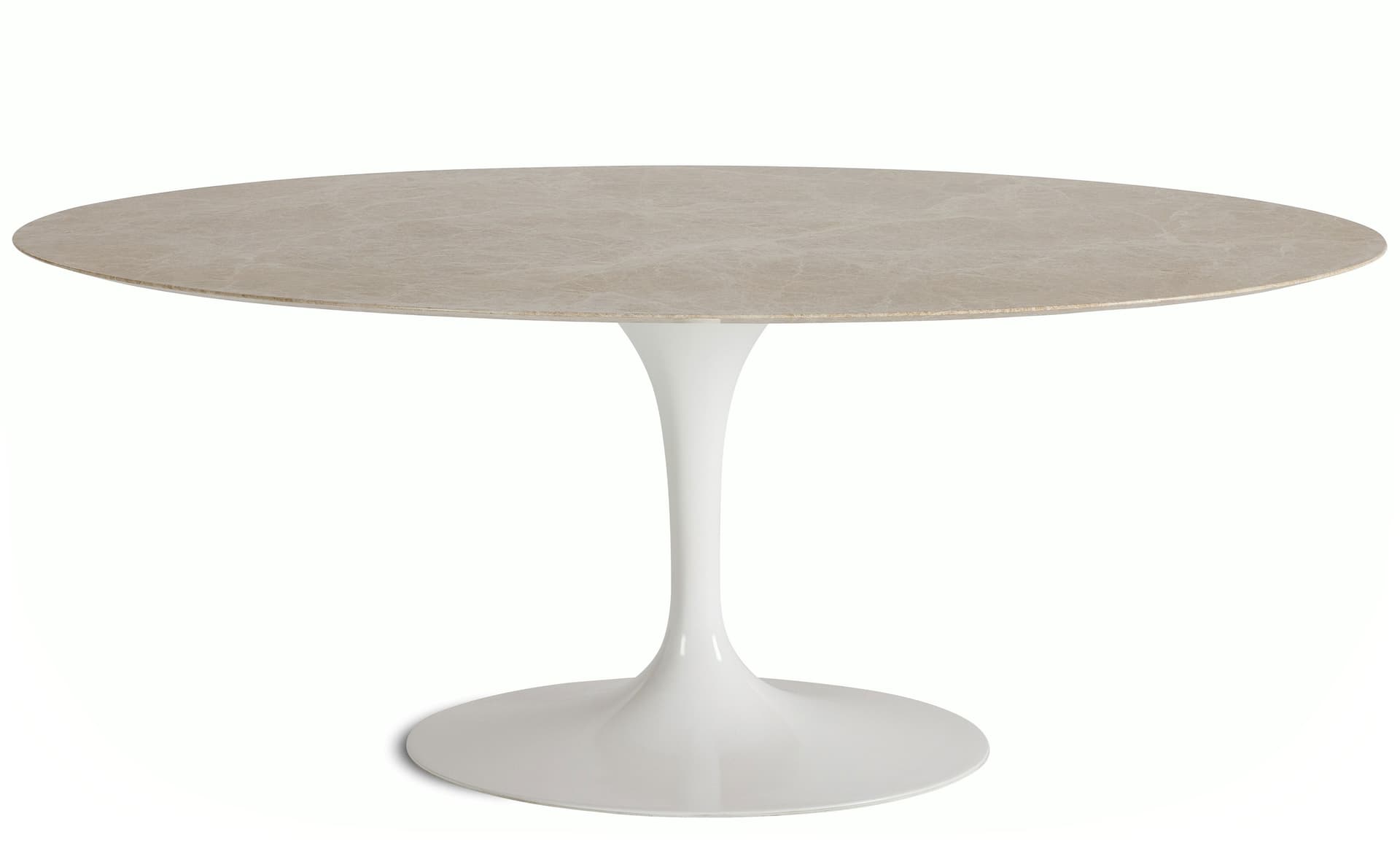 saarinen dining table - 72" oval / high gloss - white / polished marble - emperador light