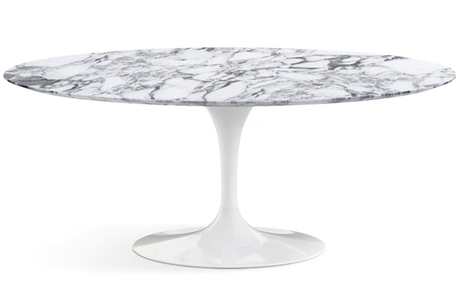 saarinen dining table - 72" oval / high gloss - white / polished marble - arabescato