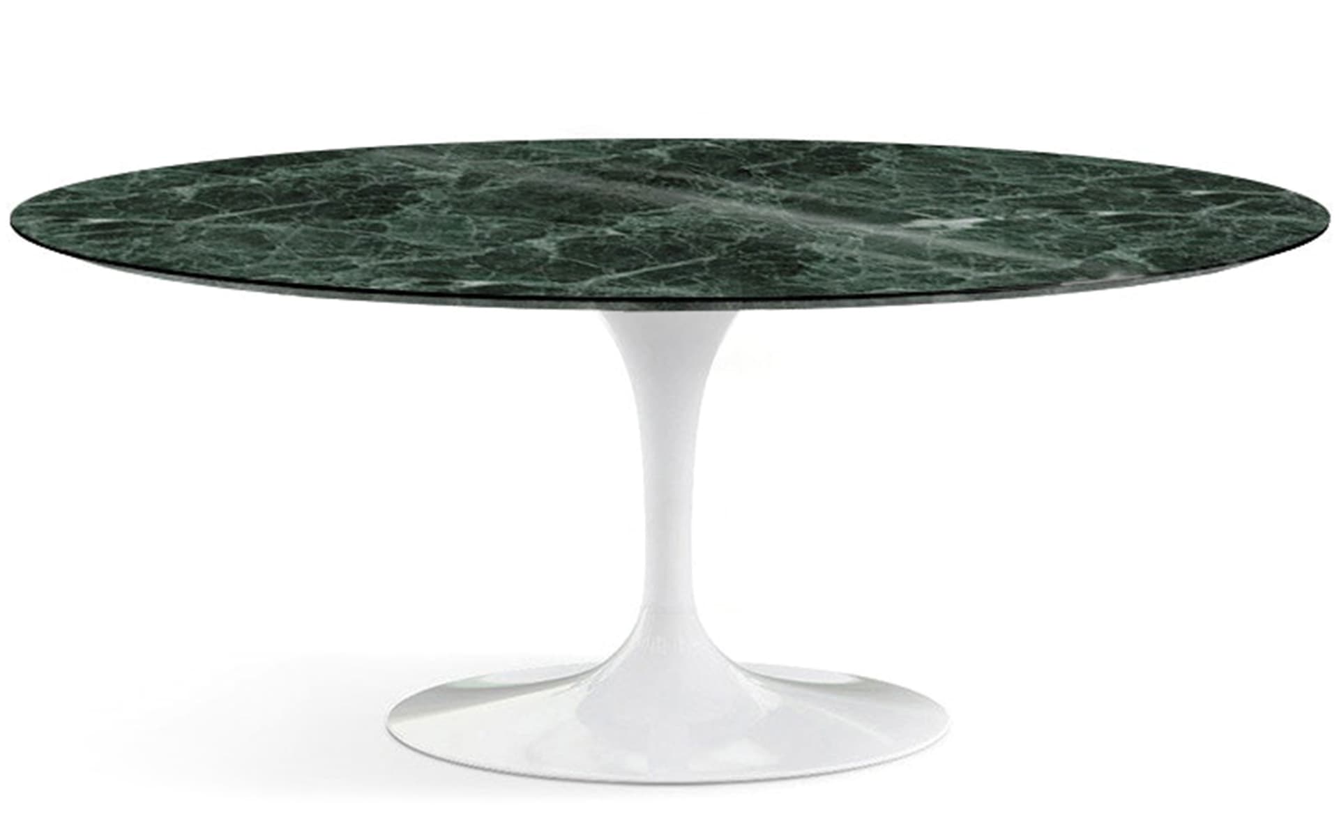 saarinen dining table - 72" oval / high gloss - white / satin marble - verde alpi