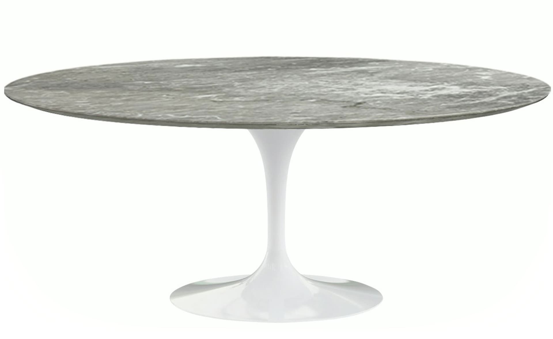 saarinen dining table - 72" oval / high gloss - white / polished marble - grey