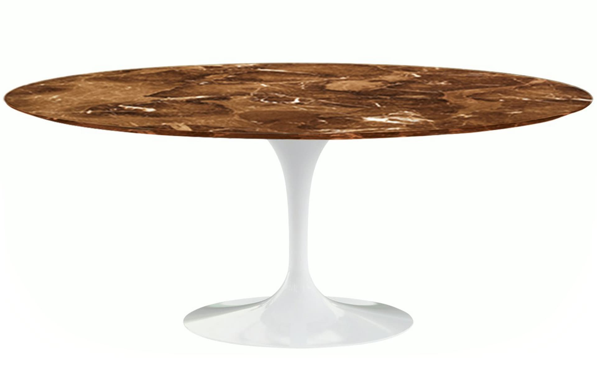 saarinen dining table - 72" oval / high gloss - white / satin marble - espresso