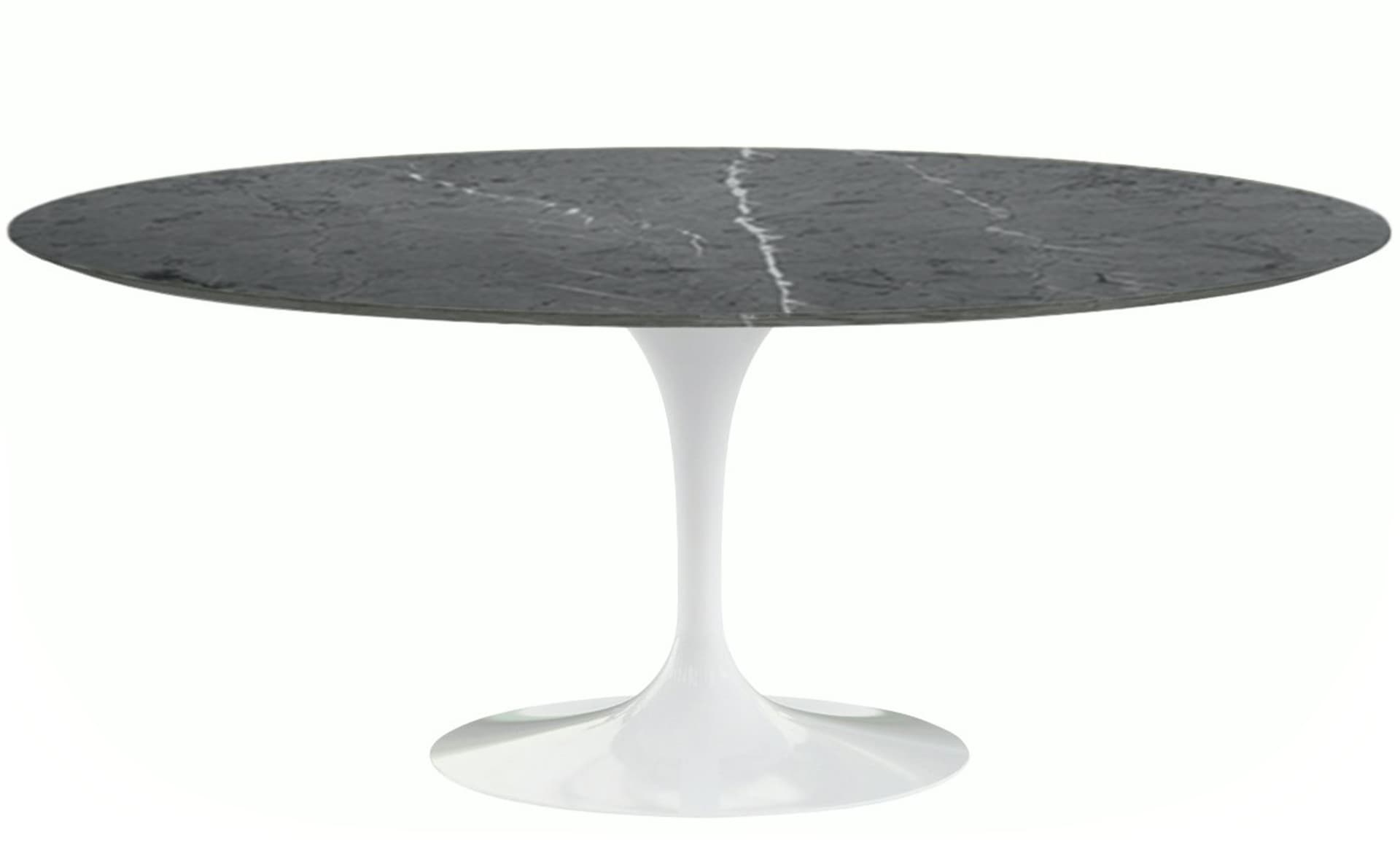 saarinen dining table - 72" oval / high gloss - white / satin marble - grigio marquina