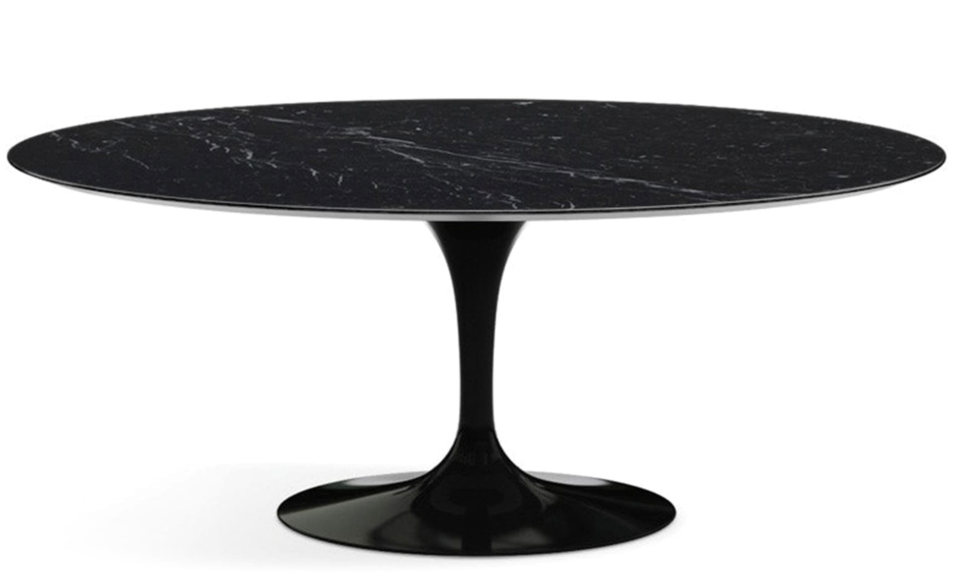 saarinen dining table - 72" oval / high gloss - white / polished marble - nero marquina