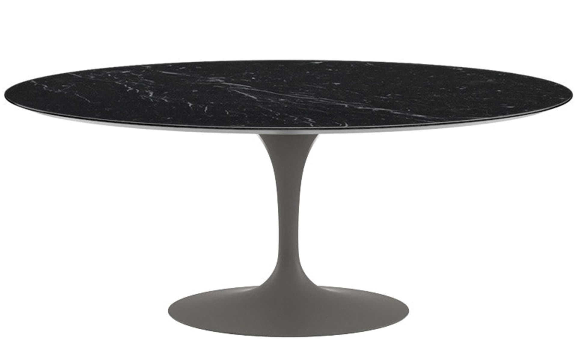 saarinen dining table - 72" oval / satin - grey / polished marble - nero marquina