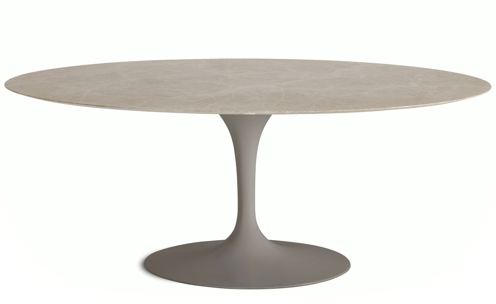 saarinen dining table - 72" oval / satin - grey / polished marble - emperador light