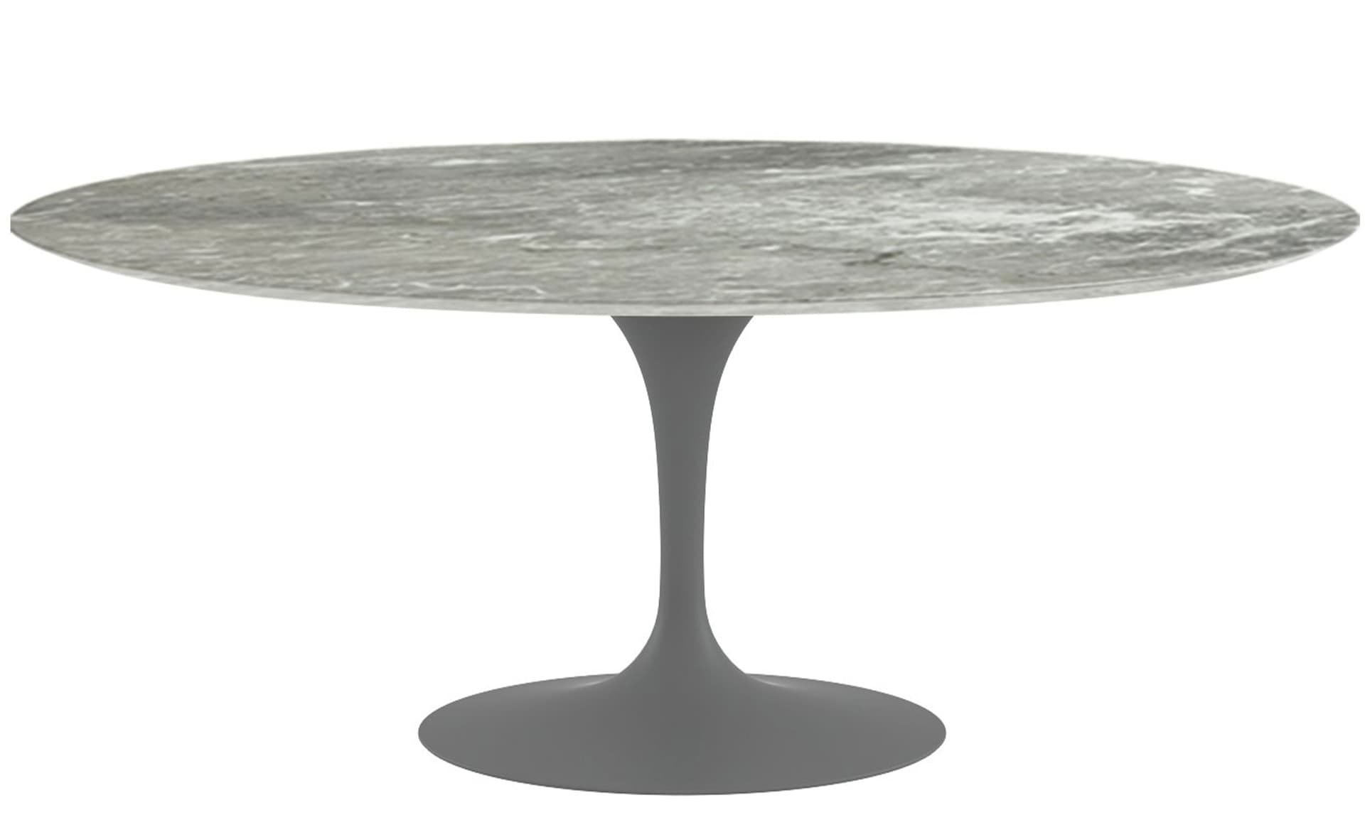 saarinen dining table - 72" oval / satin - grey / polished marble - grey