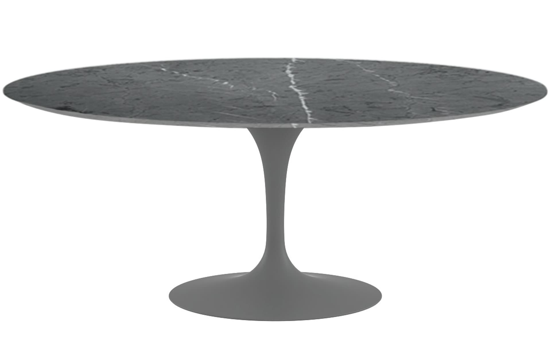 saarinen dining table - 72" oval / satin - grey / polished marble - grigio marquina
