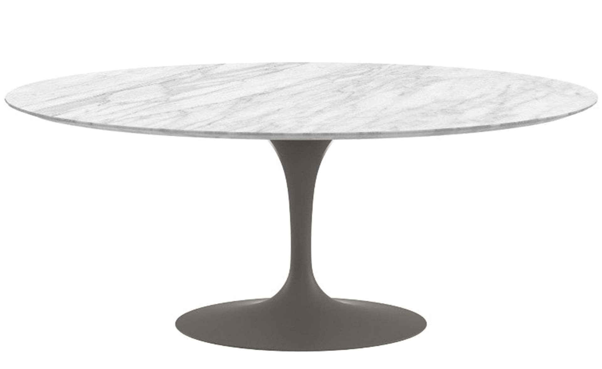 saarinen dining table - 72" oval / satin - grey / satin marble - carrara