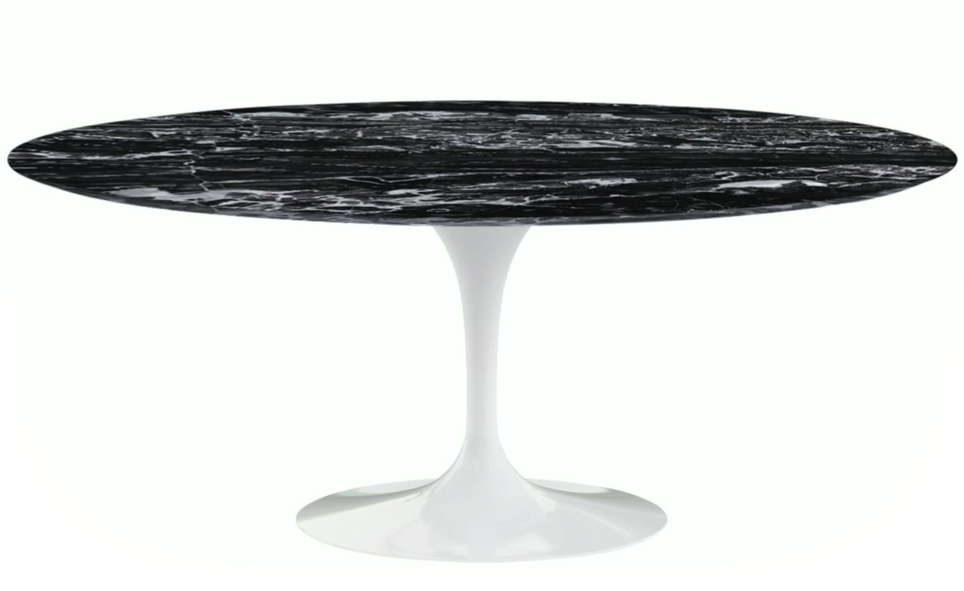saarinen dining table - 72" oval / high gloss - white / satin marble - portoro