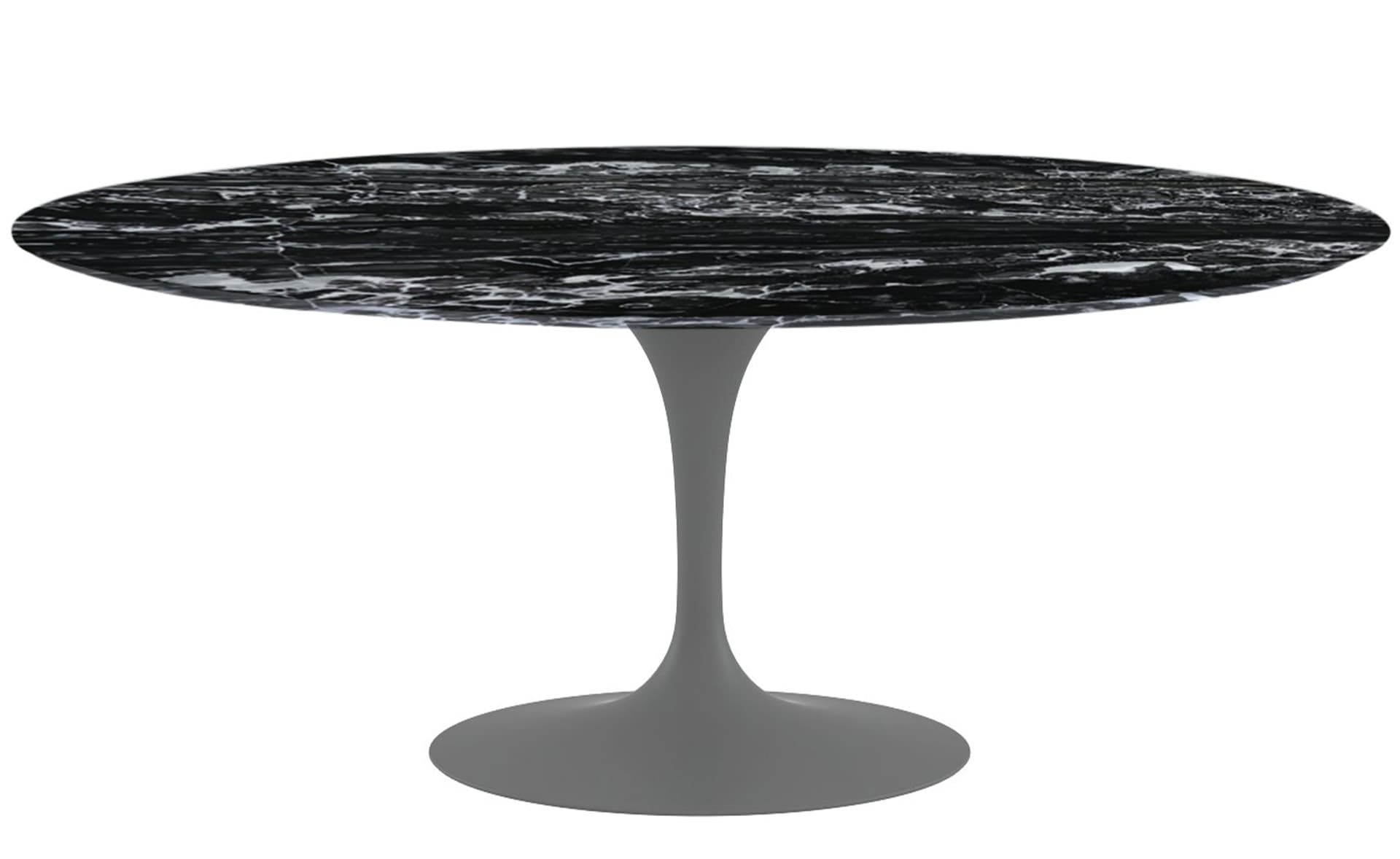saarinen dining table - 72" oval / satin - grey / polished marble - portoro