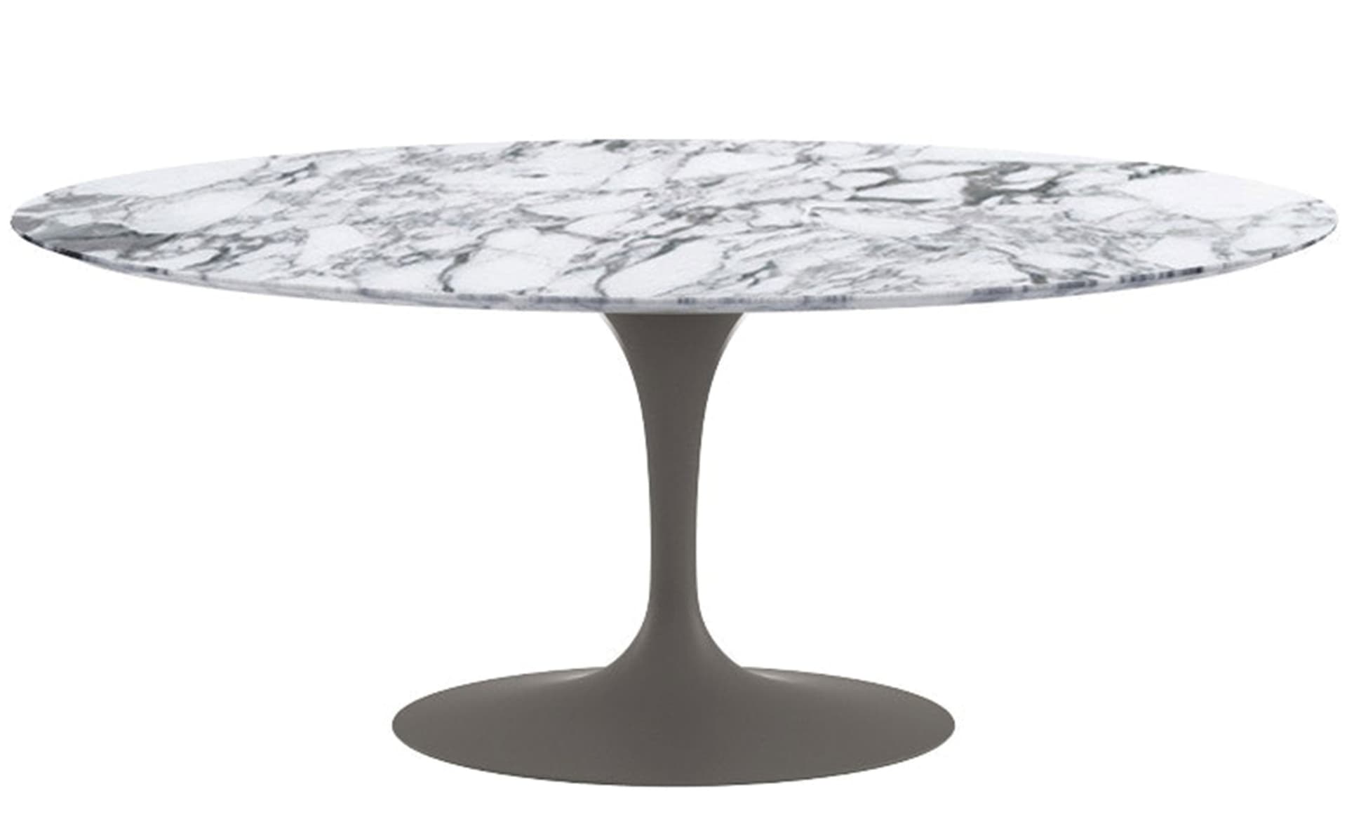saarinen dining table - 72" oval / satin - grey / satin marble - arabescato