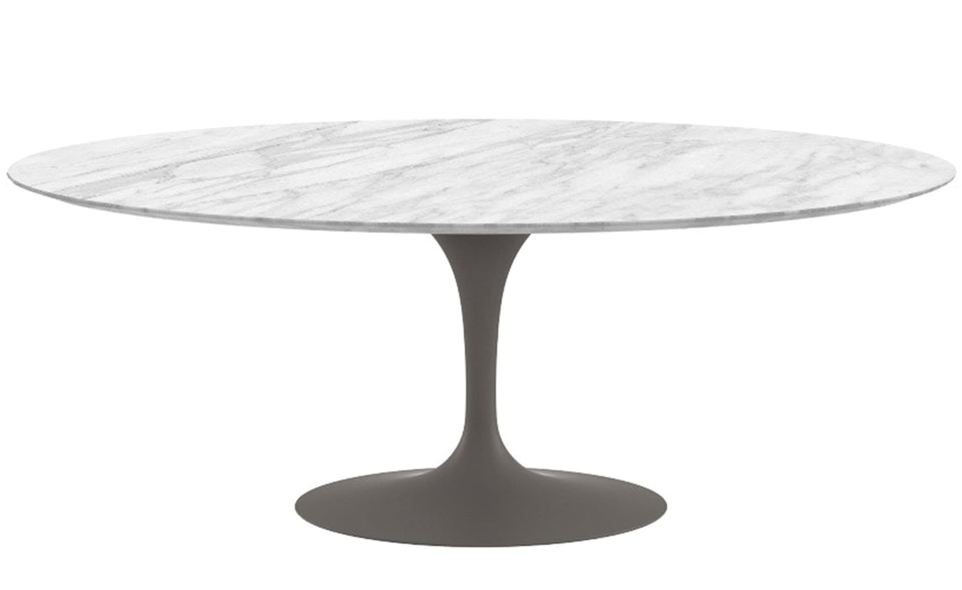 saarinen dining table - 78" oval / satin - grey / satin marble - carrara