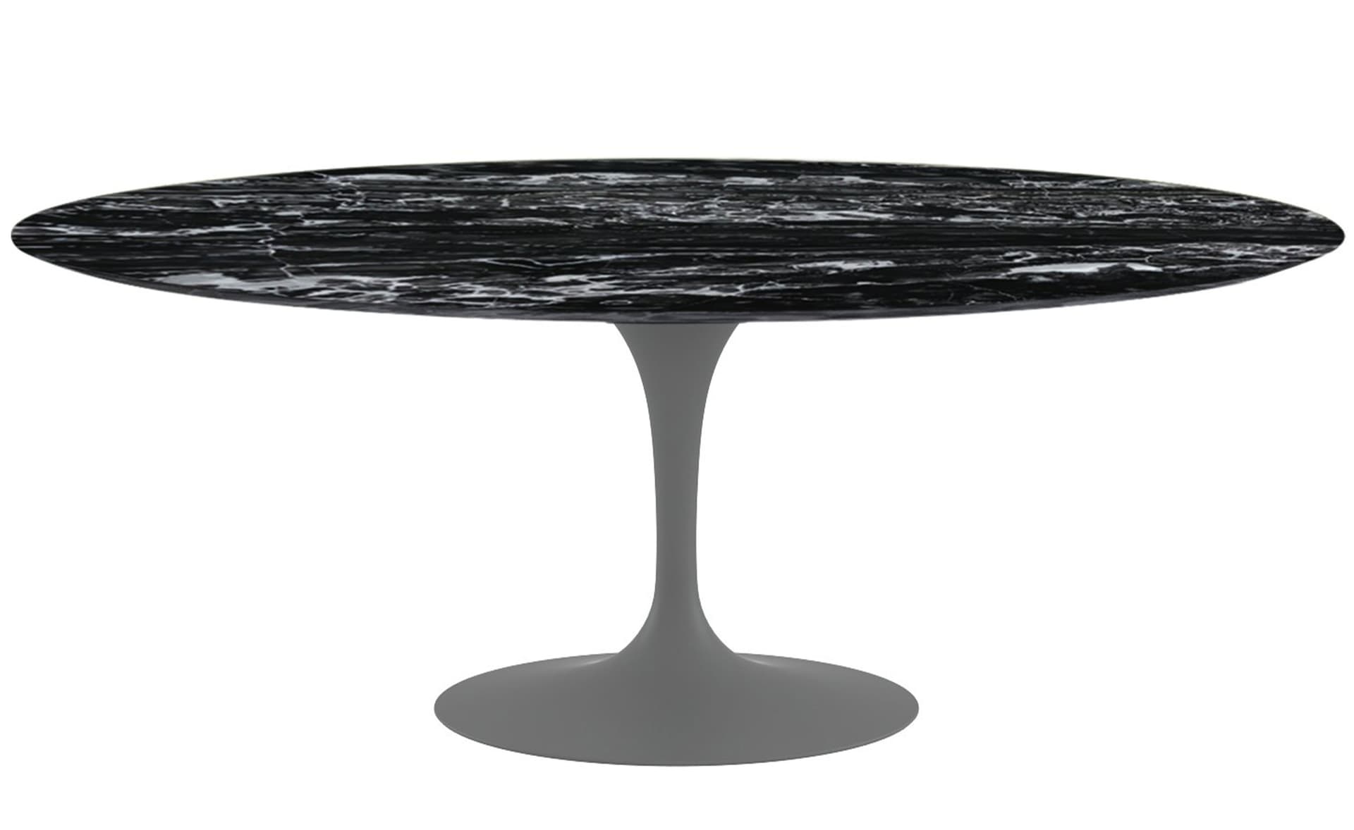 saarinen dining table - 78" oval / satin - grey / polished marble - portoro