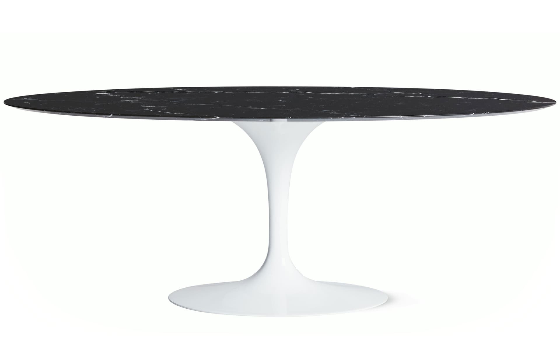 saarinen dining table - 78" oval / high gloss - white / polished marble - nero marquina