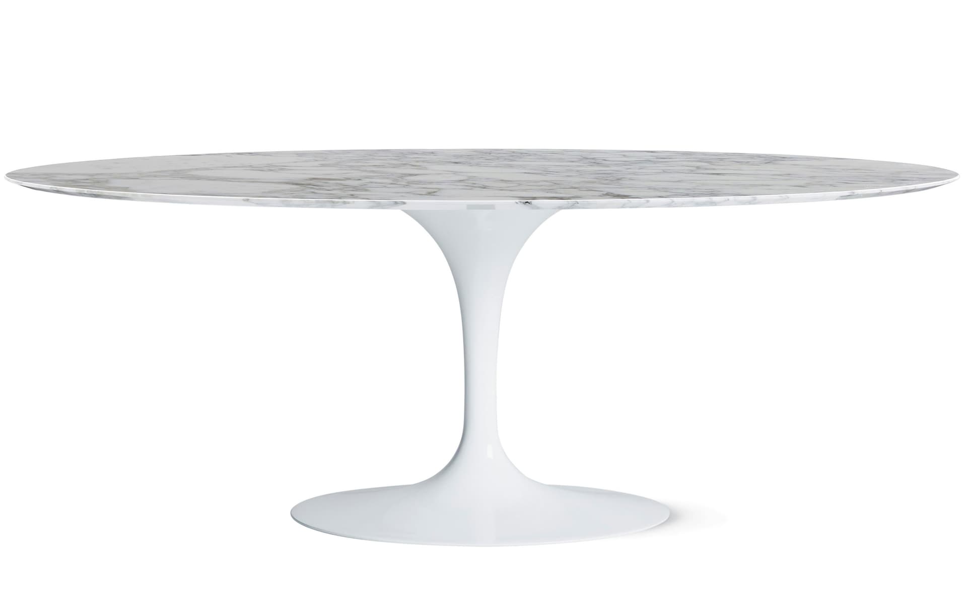 saarinen dining table - 78" oval / high gloss - white / polished marble - arabescato