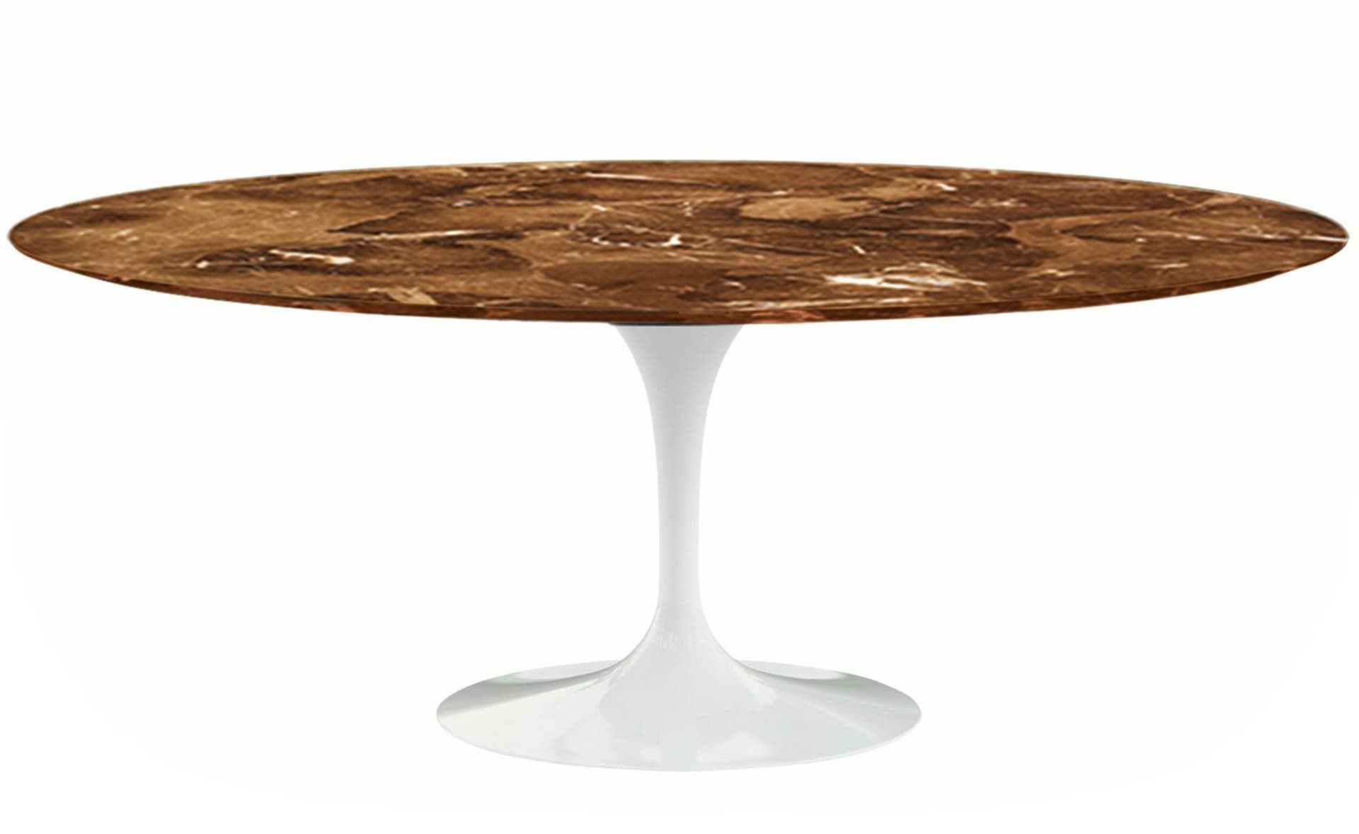 saarinen dining table - 78" oval / high gloss - white / polished marble - espresso