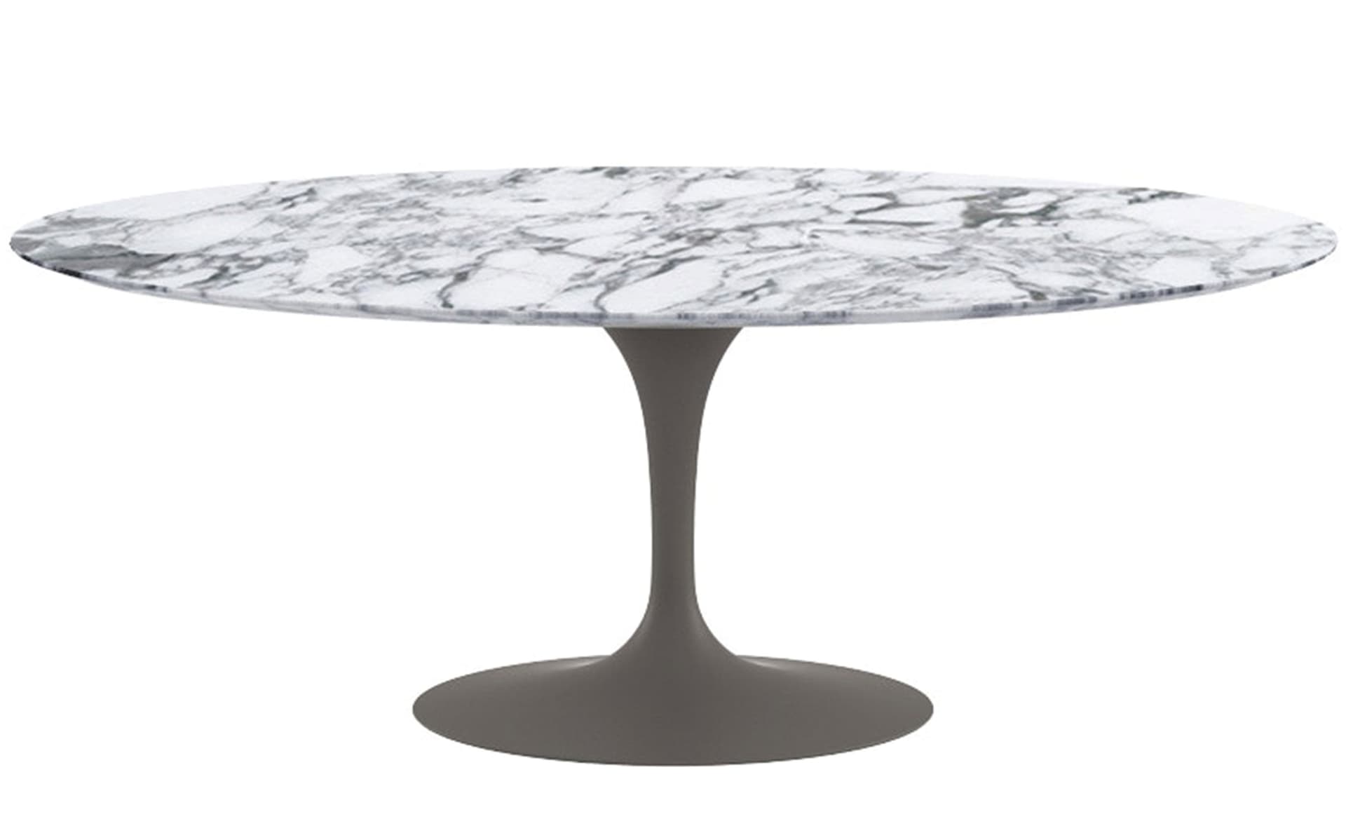 saarinen dining table - 78" oval / satin - grey / satin marble - arabescato