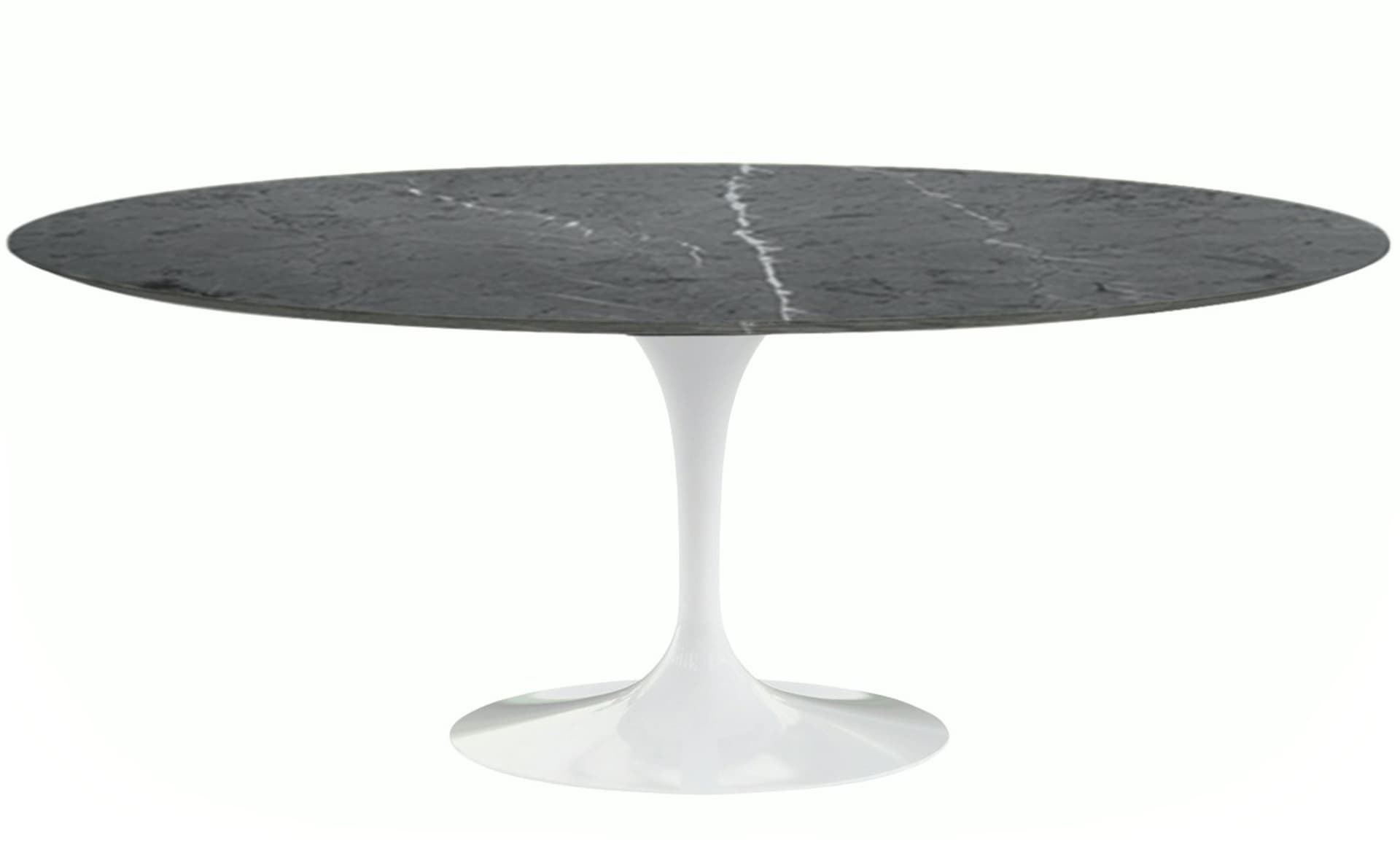 saarinen dining table - 78" oval / high gloss - white / polished marble - grigio marquina