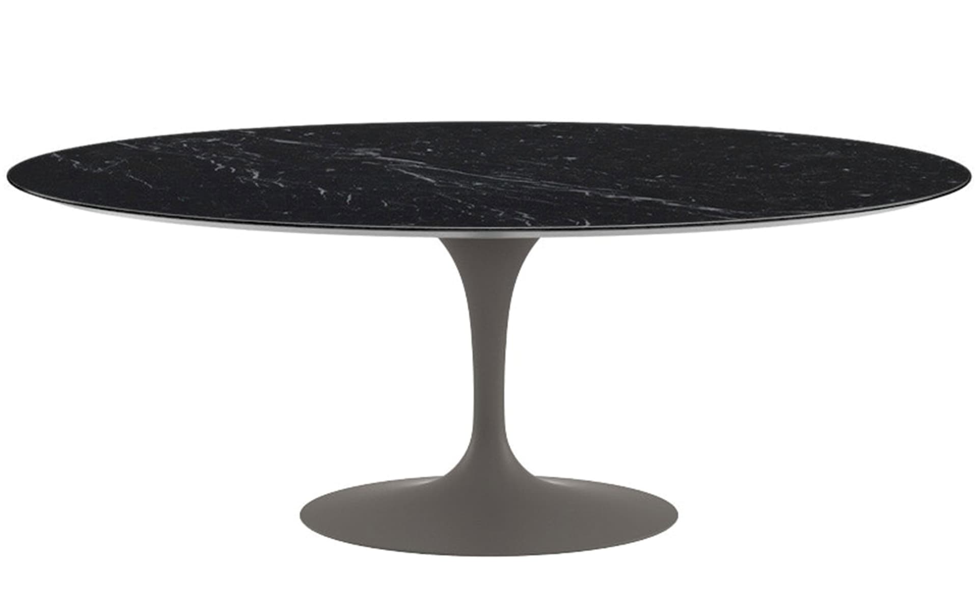 saarinen dining table - 78" oval / satin - grey / satin marble - nero marquina