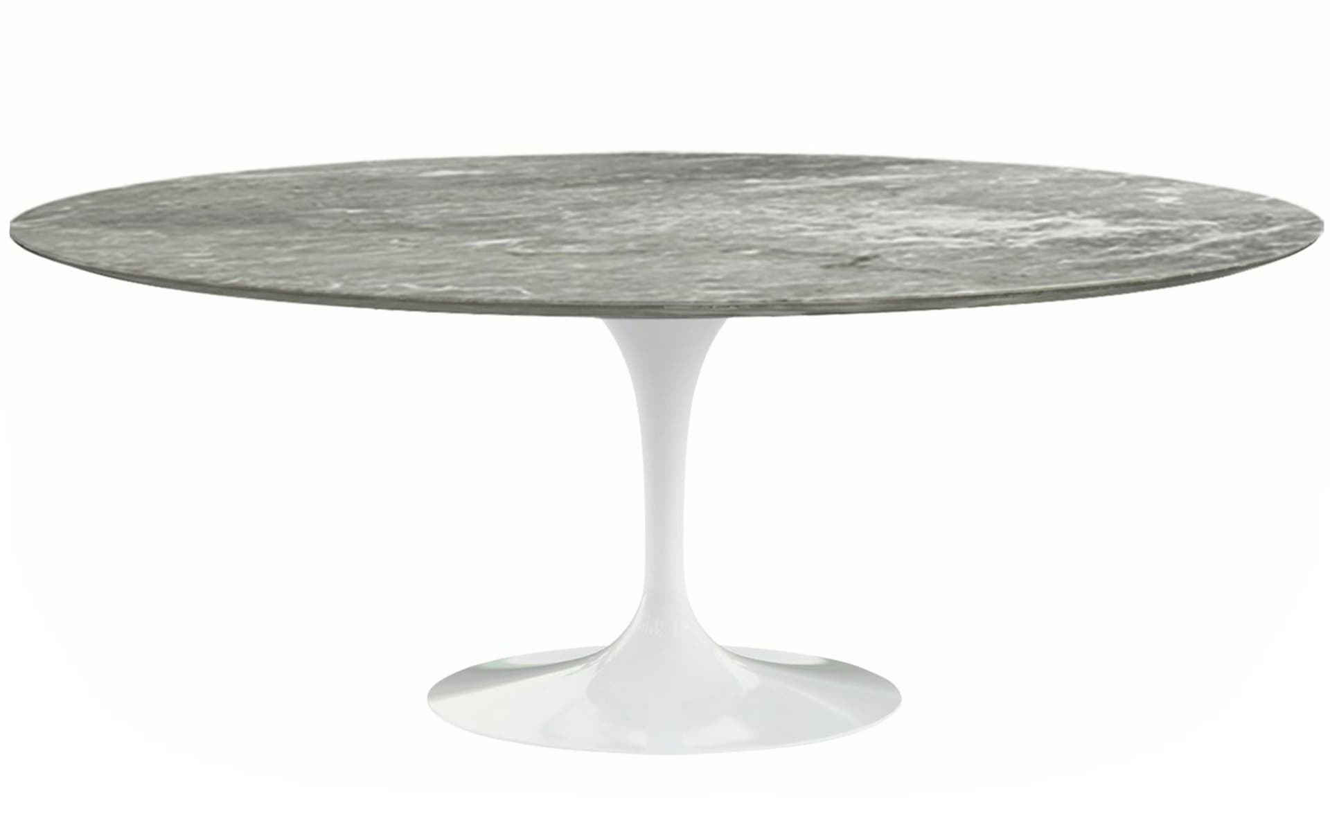 saarinen dining table - 78" oval / high gloss - white / satin marble - grey