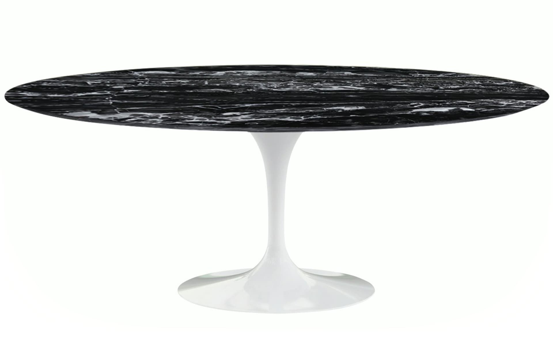 saarinen dining table - 78" oval / high gloss - white / polished marble - portoro