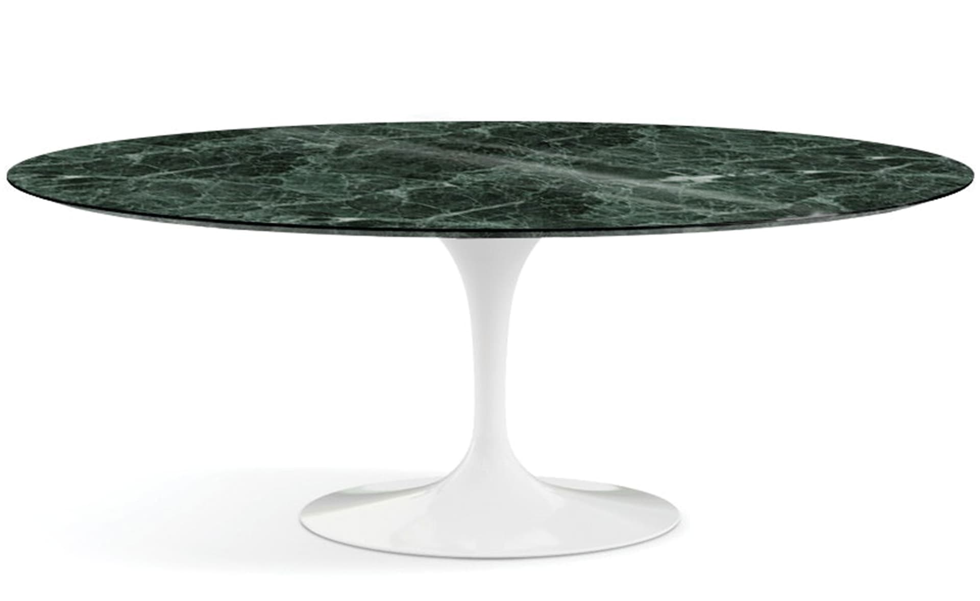 saarinen dining table - 78" oval / high gloss - white / polished marble - verde alpi