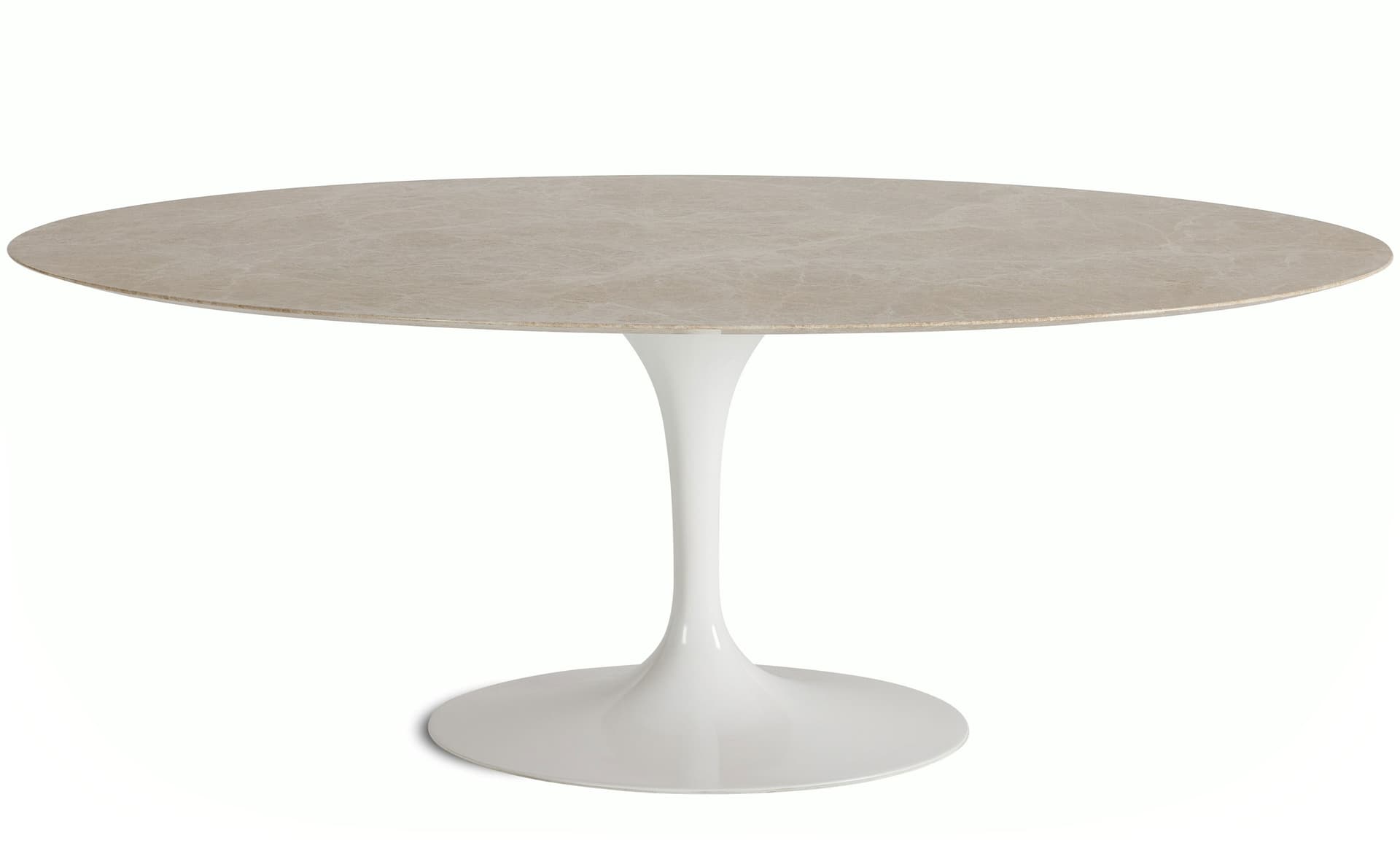 saarinen dining table - 78" oval / high gloss - white / polished marble - emperador light