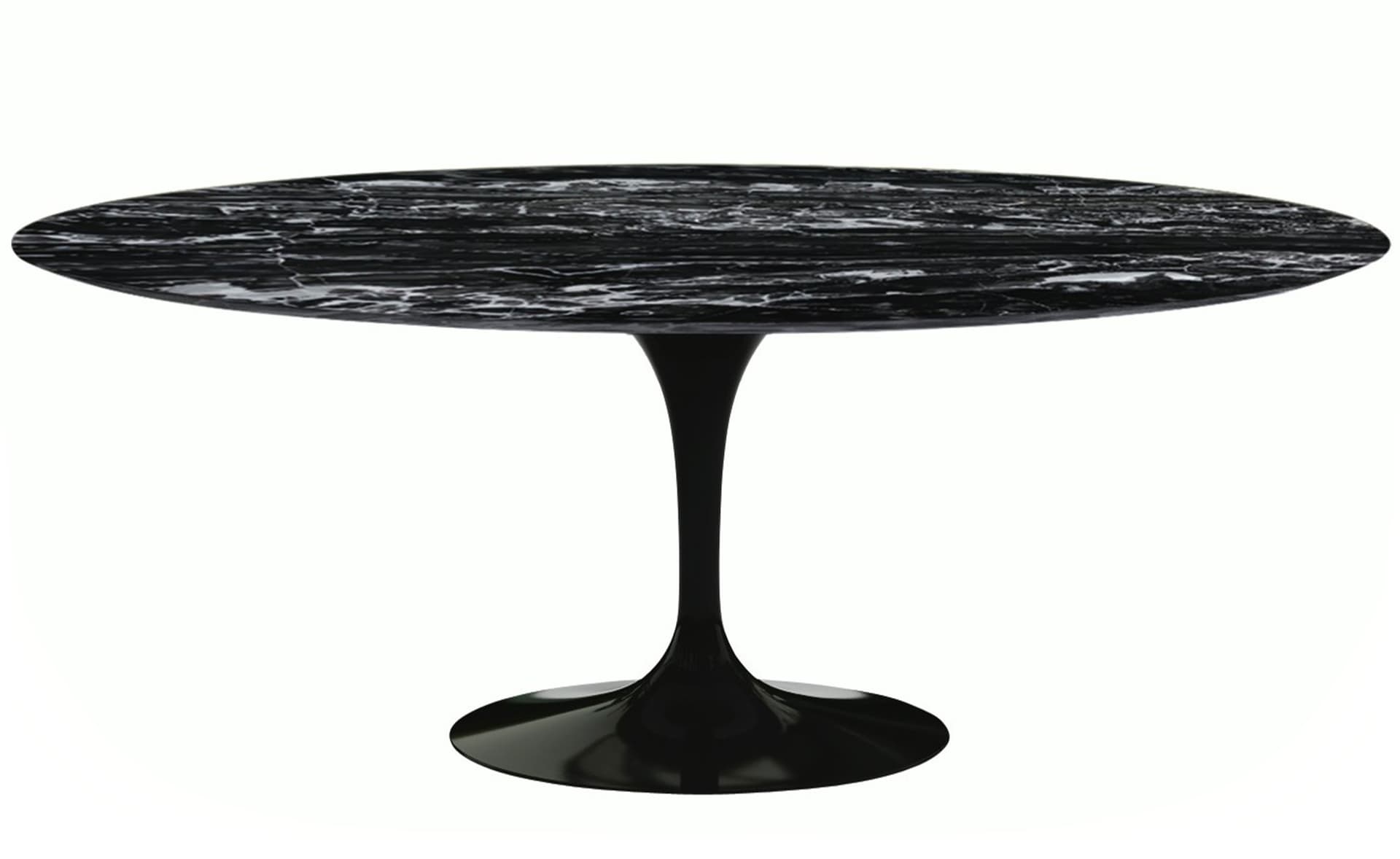 saarinen dining table - 78" oval / high gloss - black / polished marble - portoro