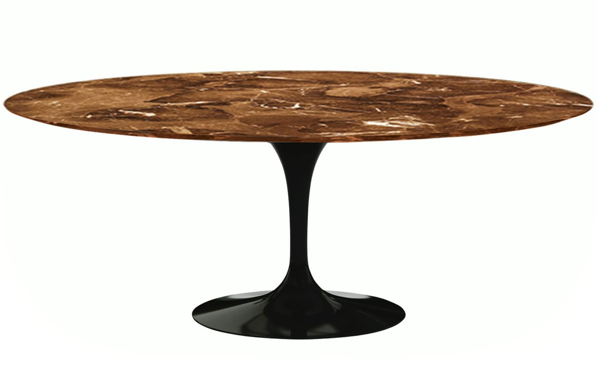 saarinen dining table - 78" oval / high gloss - black / satin marble - espresso