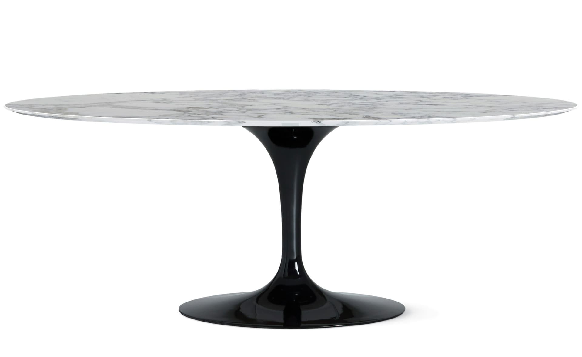 saarinen dining table - 78" oval / high gloss - black / satin marble - arabescato