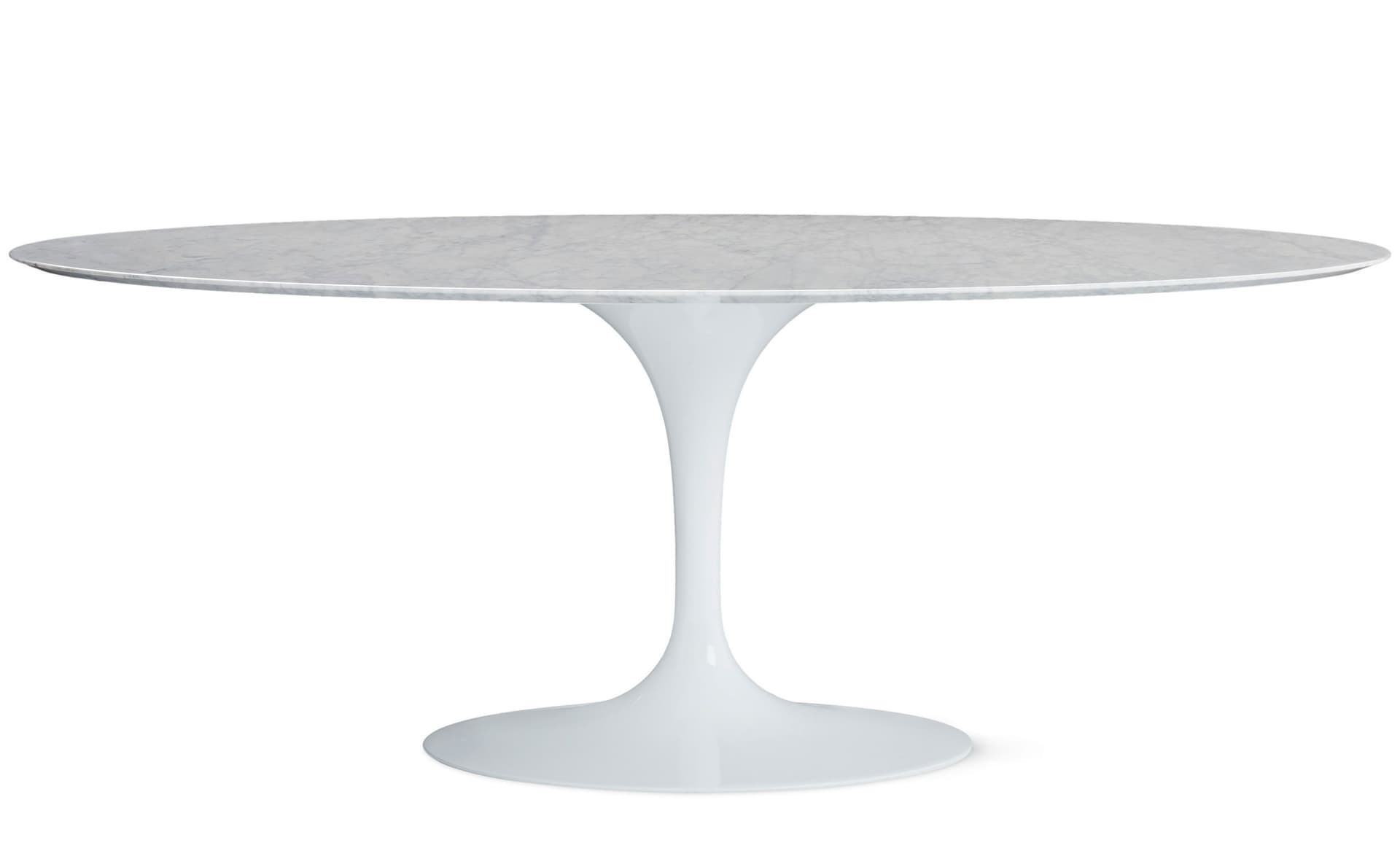 saarinen dining table - 78" oval / high gloss - white / satin marble - carrara