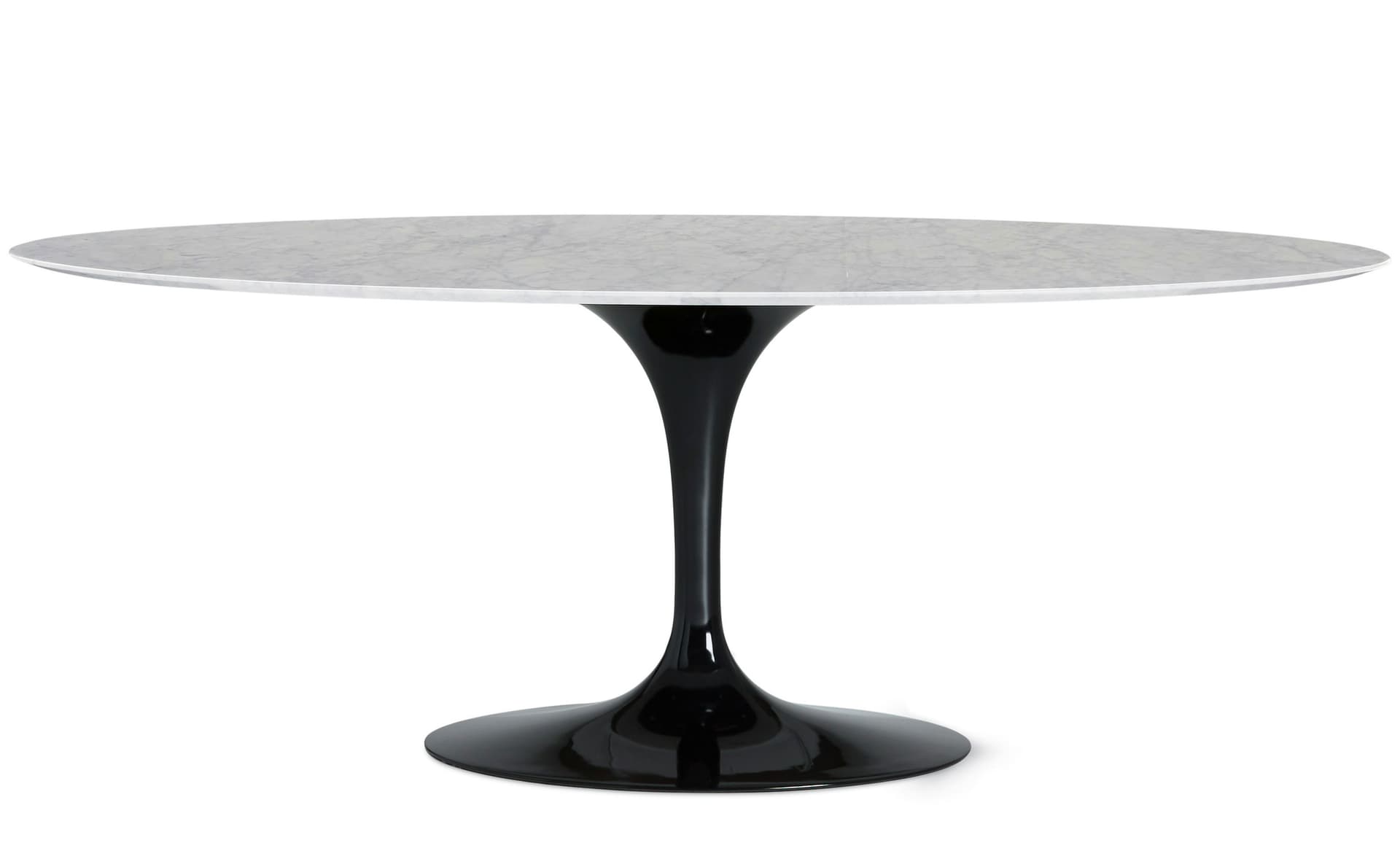 saarinen dining table - 78" oval / high gloss - black / satin marble - carrara