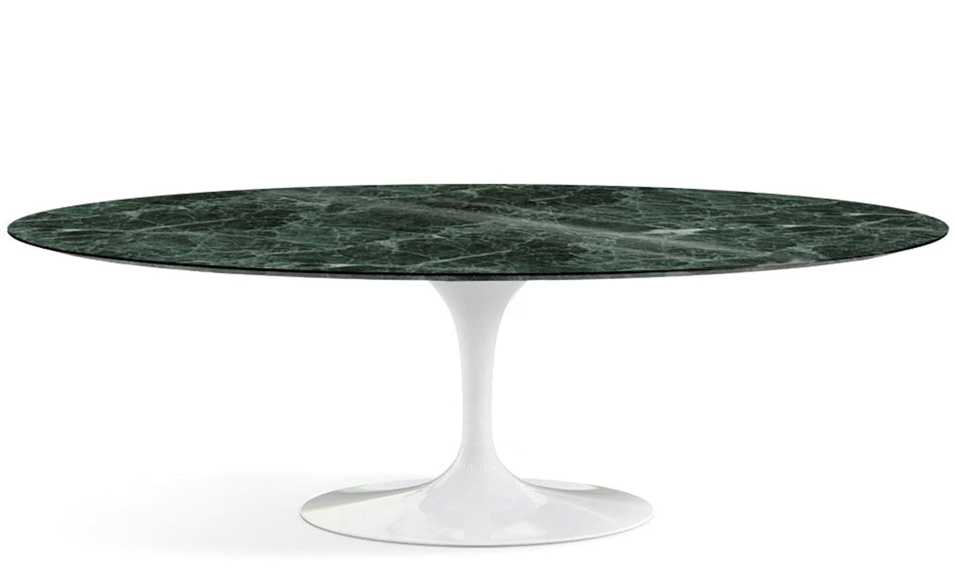 saarinen dining table - 84" oval / high gloss - white / polished marble - verde alpi