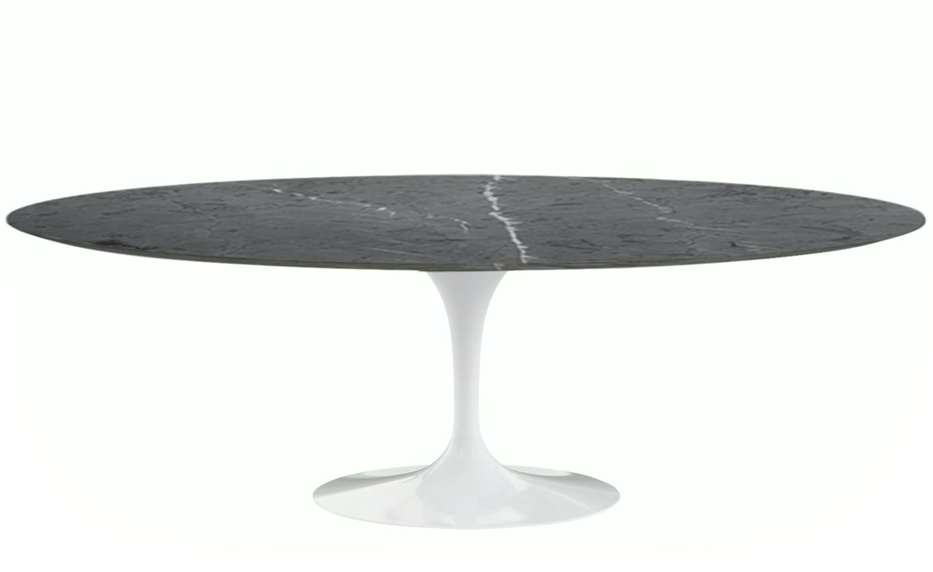 saarinen dining table - 84" oval / high gloss - white / polished marble - grigio marquina