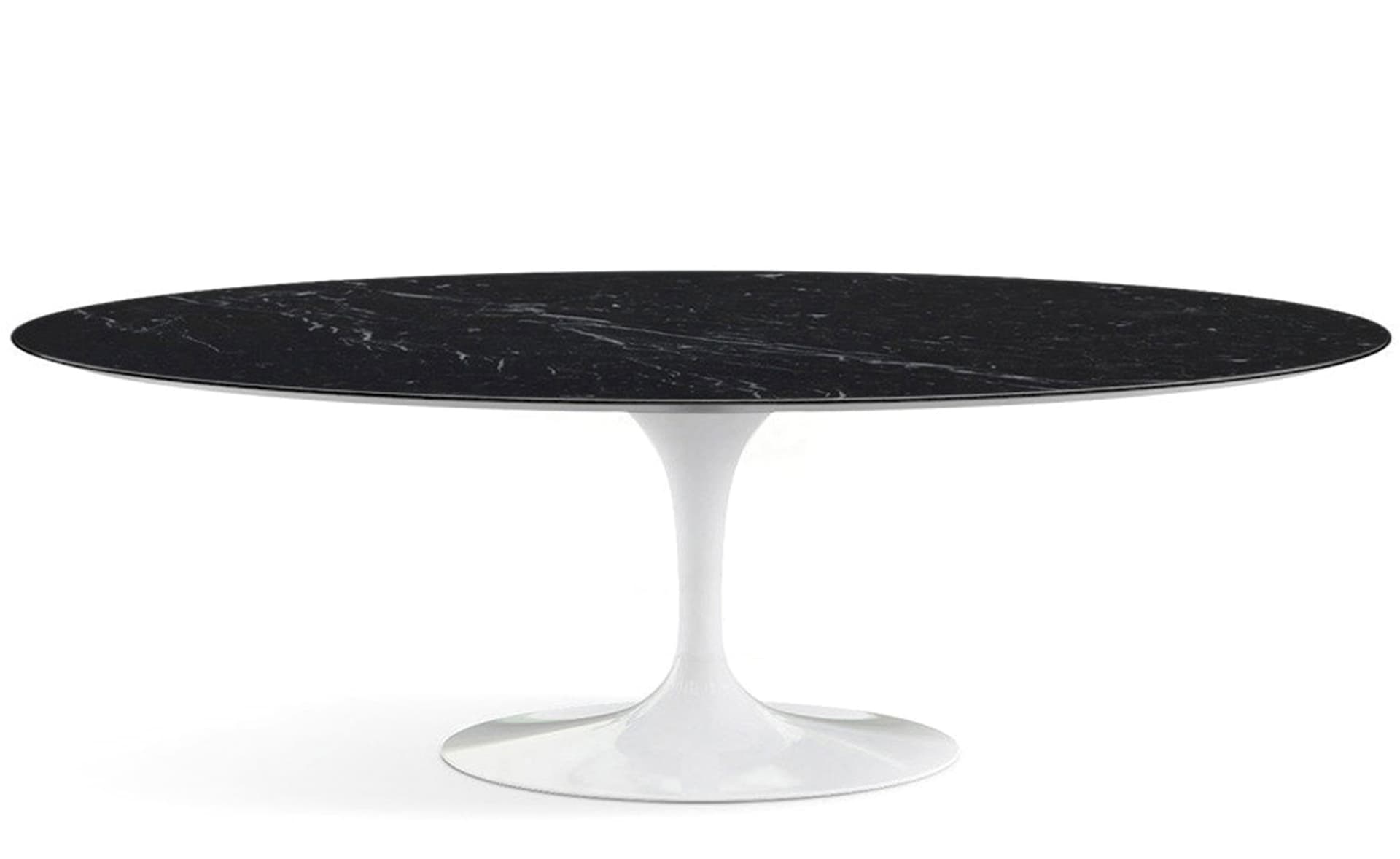 saarinen dining table - 84" oval / high gloss - white / polished marble - nero marquina