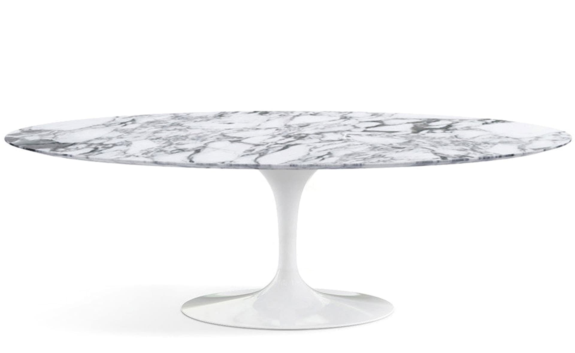 saarinen dining table - 84" oval / high gloss - white / satin marble - arabescato