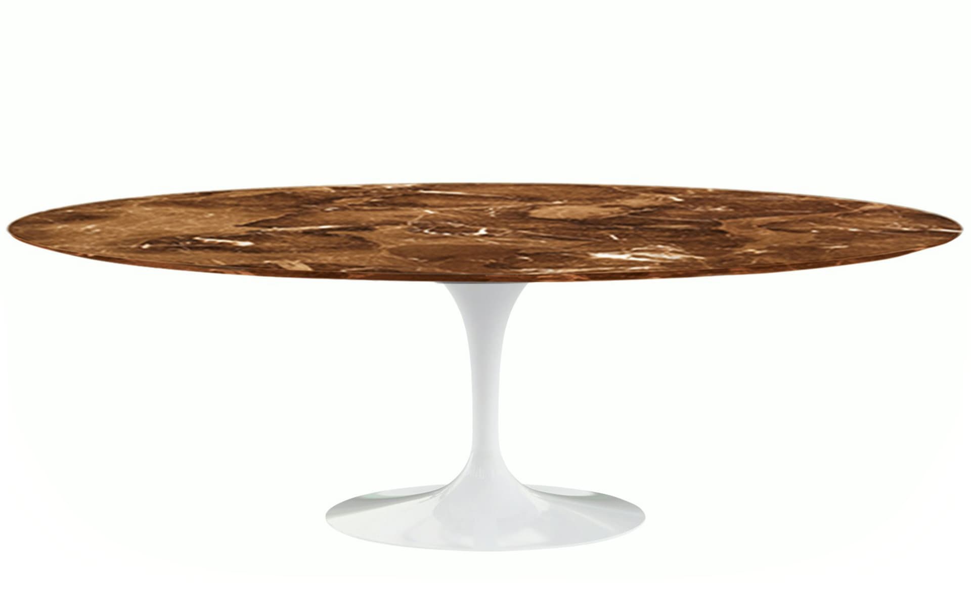 saarinen dining table - 84" oval / high gloss - white / satin marble - espresso