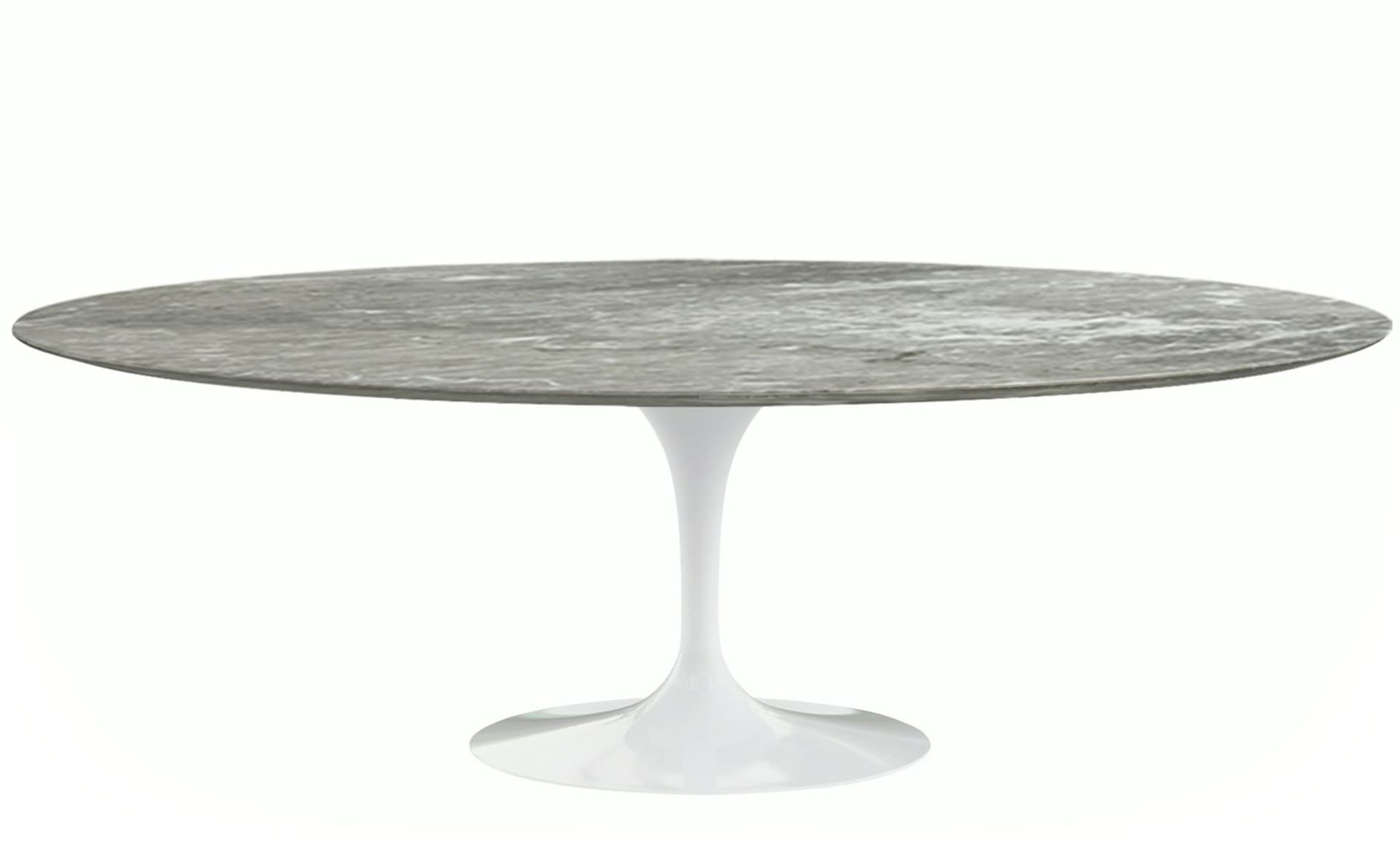 saarinen dining table - 84" oval / high gloss - white / polished marble - grey