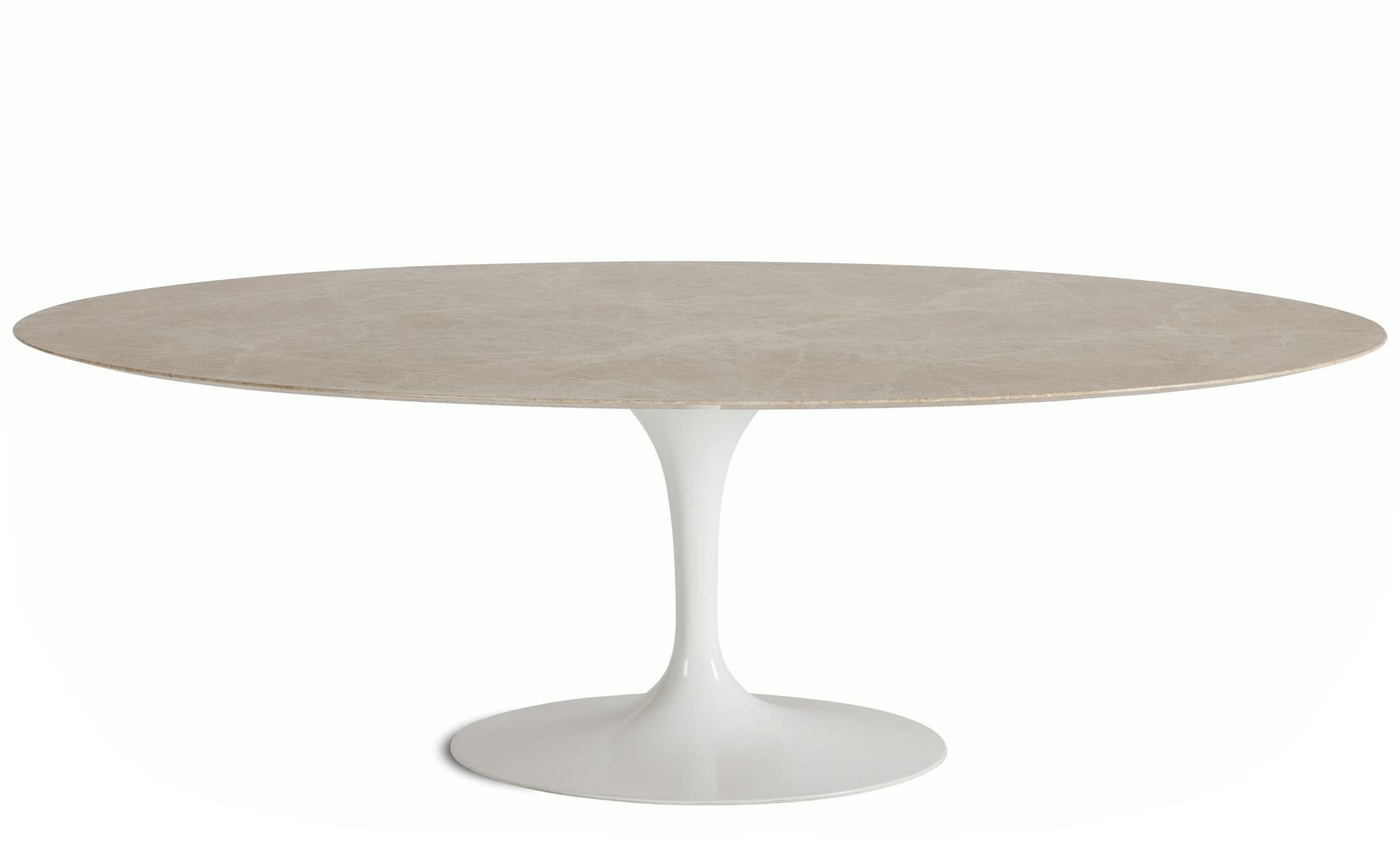 saarinen dining table - 84" oval / high gloss - white / satin marble - emperador light