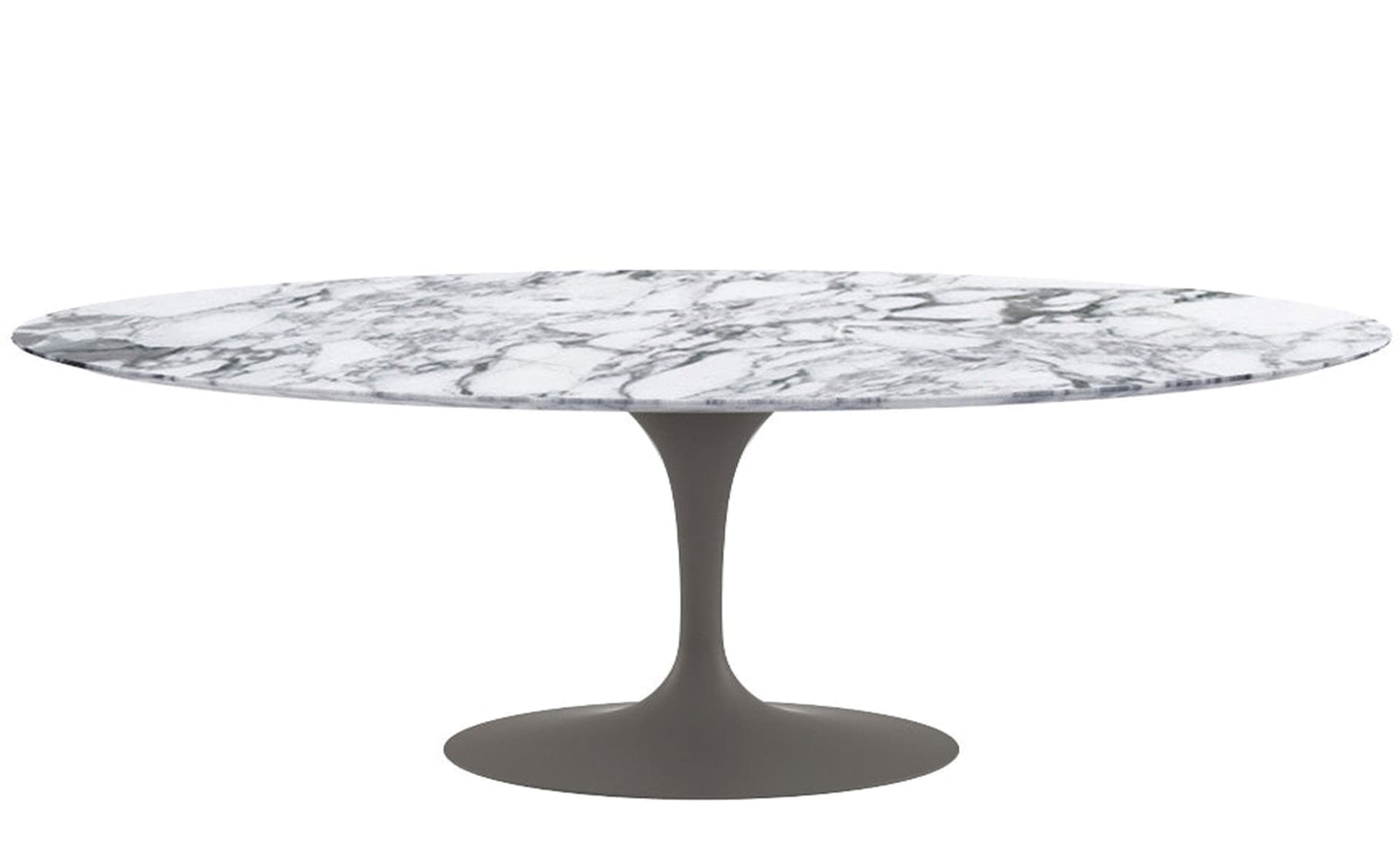 saarinen dining table - 84" oval / satin - grey / polished marble - arabescato