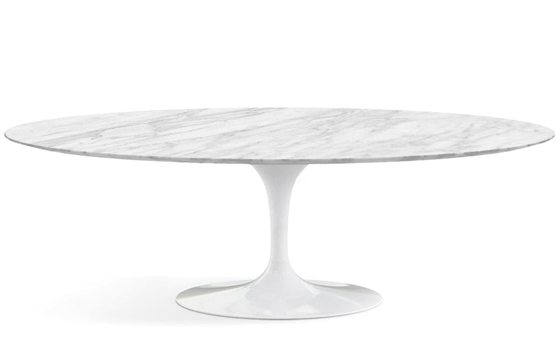 saarinen dining table - 84" oval / high gloss - white / polished marble - carrara