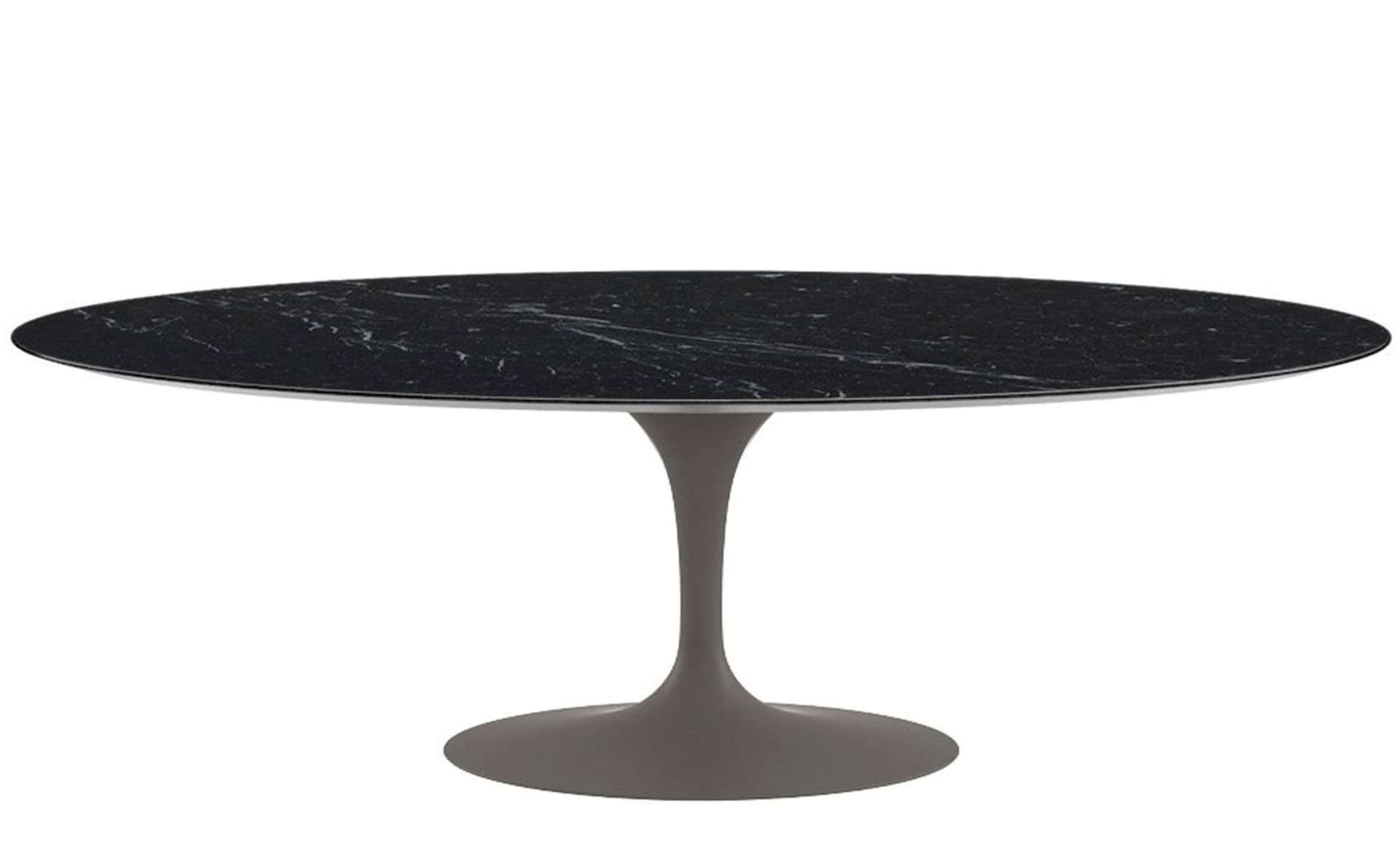 saarinen dining table - 84" oval / satin - grey / polished marble - nero marquina