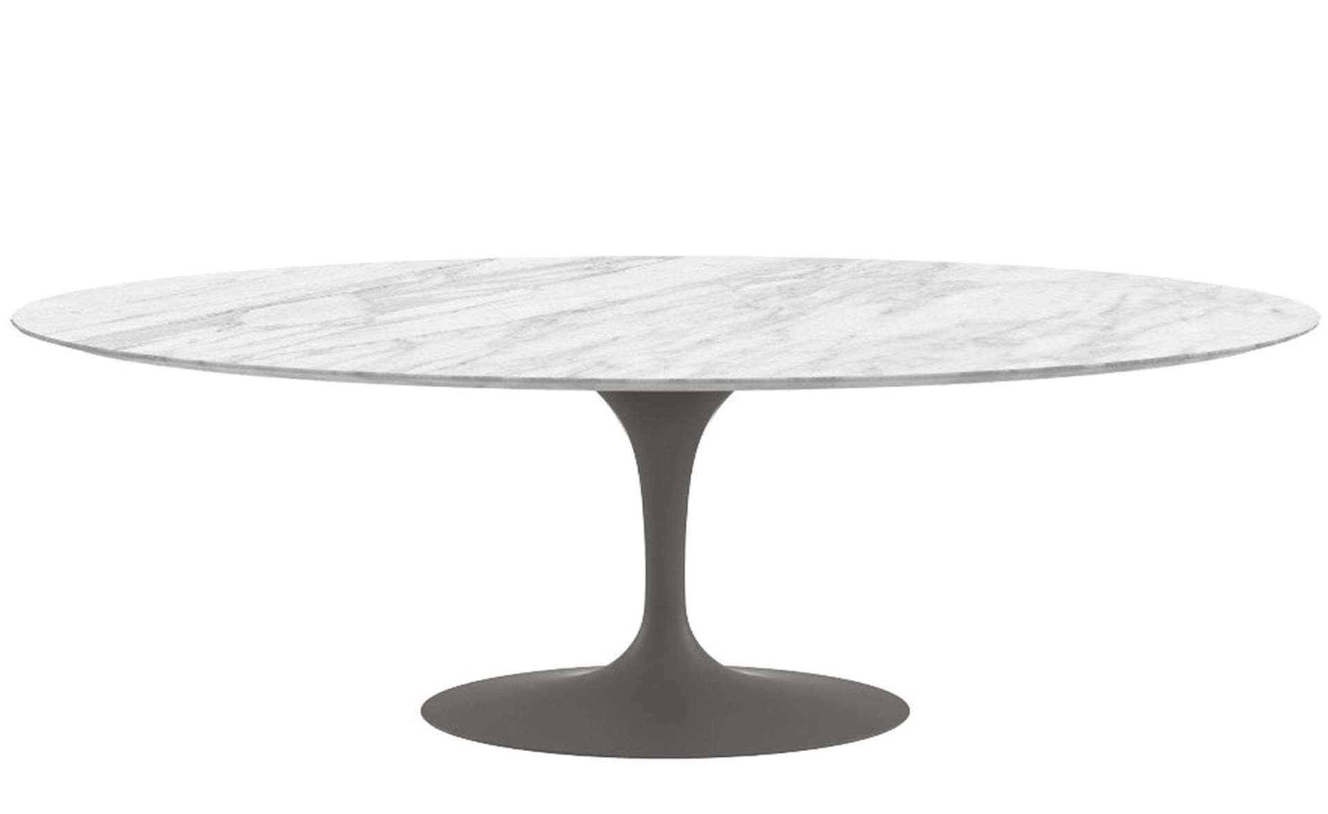 saarinen dining table - 84" oval / satin - grey / polished marble - carrara