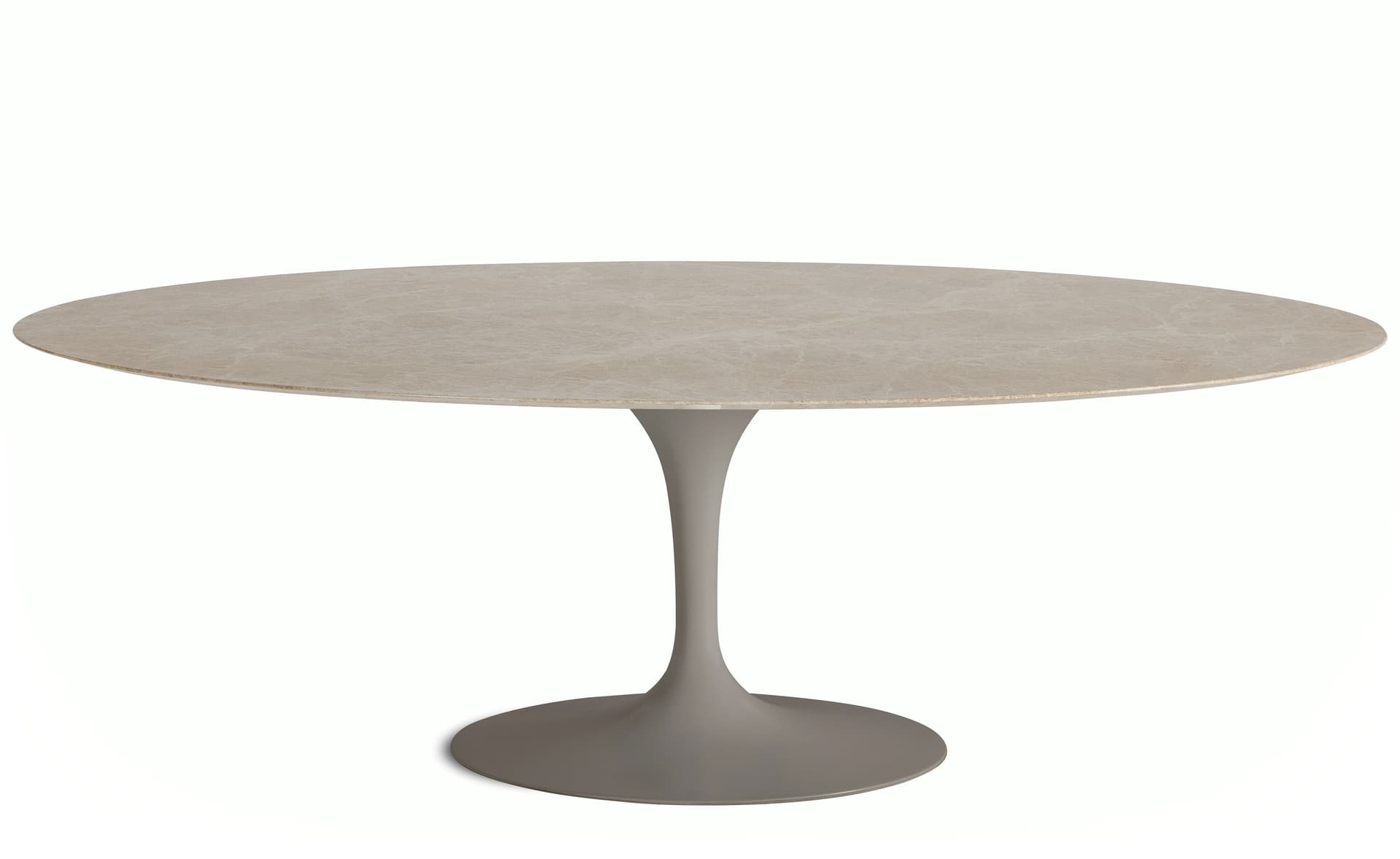 saarinen dining table - 84" oval / satin - grey / satin marble - emperador light