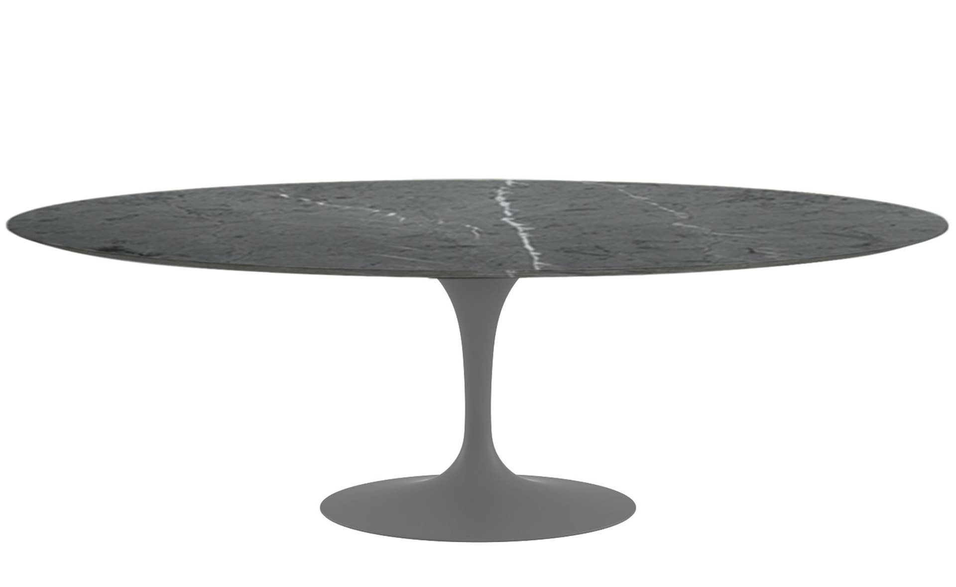 saarinen dining table - 84" oval / satin - grey / polished marble - grigio marquina