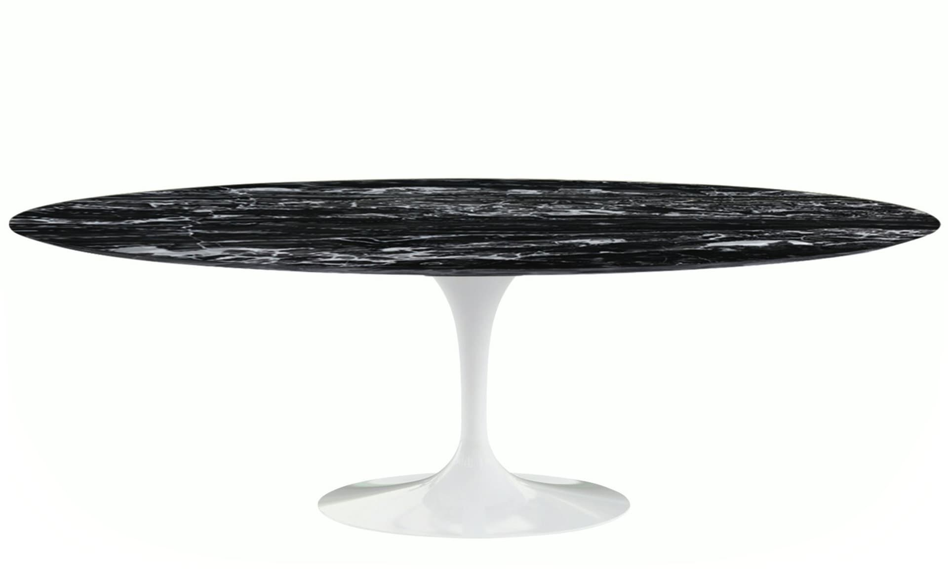 saarinen dining table - 84" oval / high gloss - white / satin marble - portoro