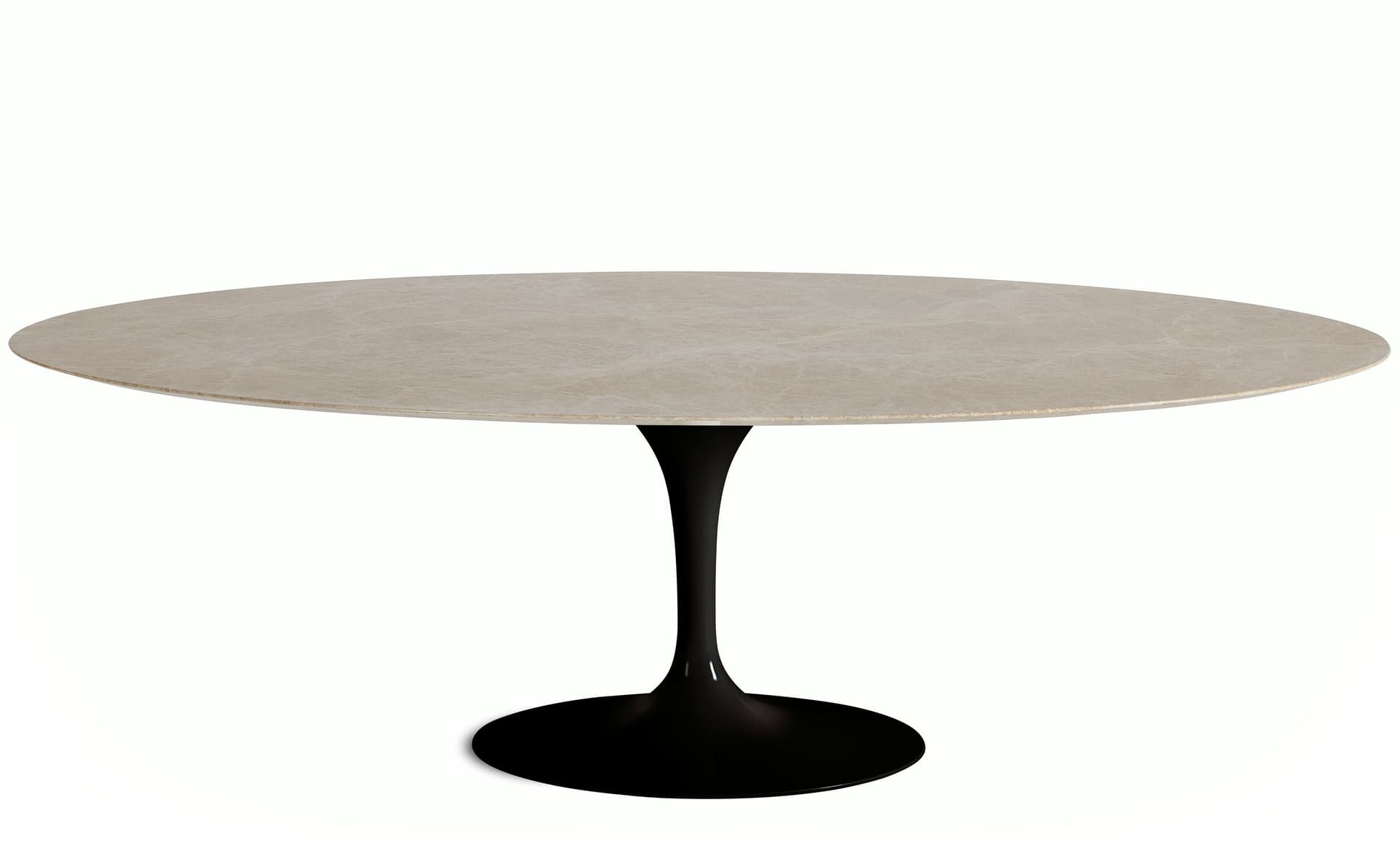 saarinen dining table - 96" oval / high gloss - black / satin marble - emperador light
