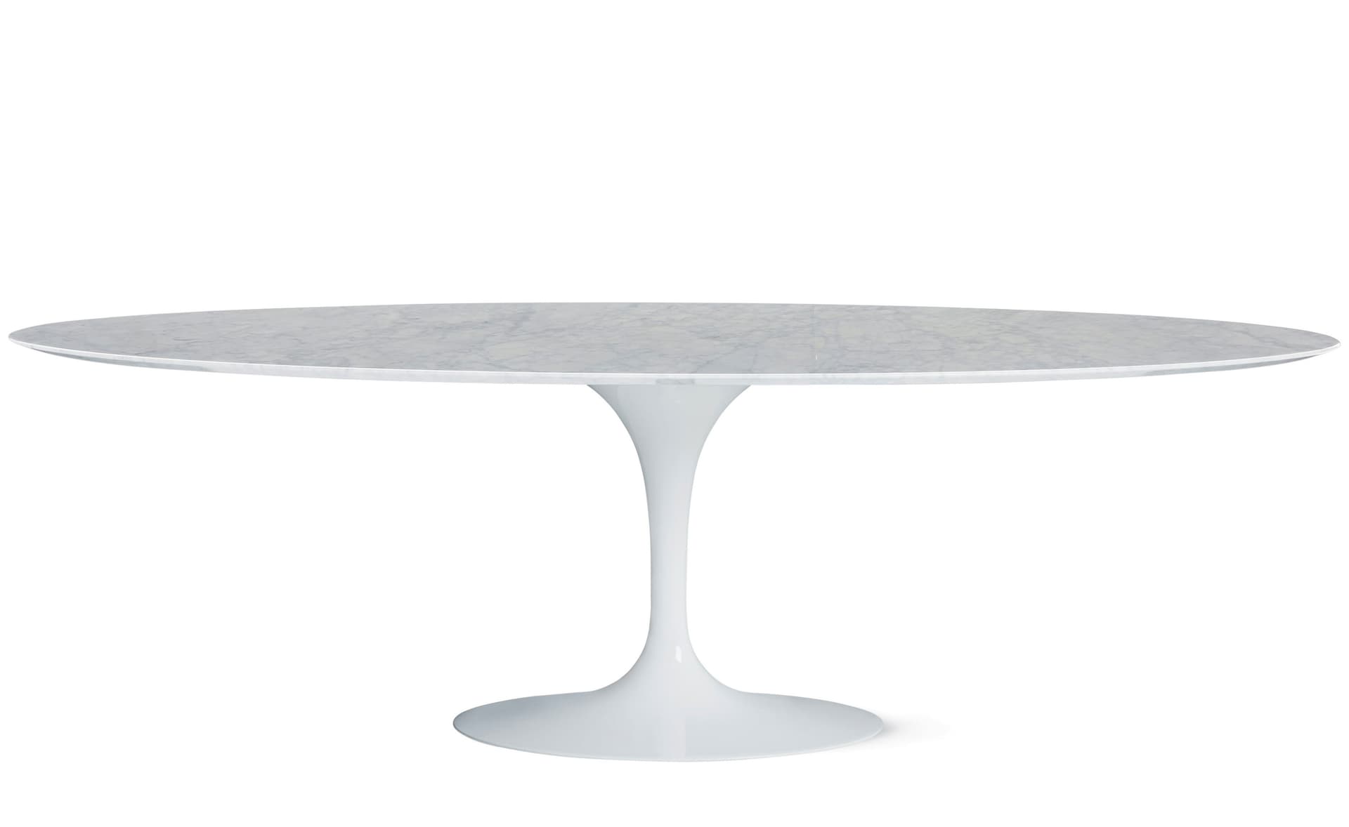 saarinen dining table - 96" oval / high gloss - white / polished marble - carrara