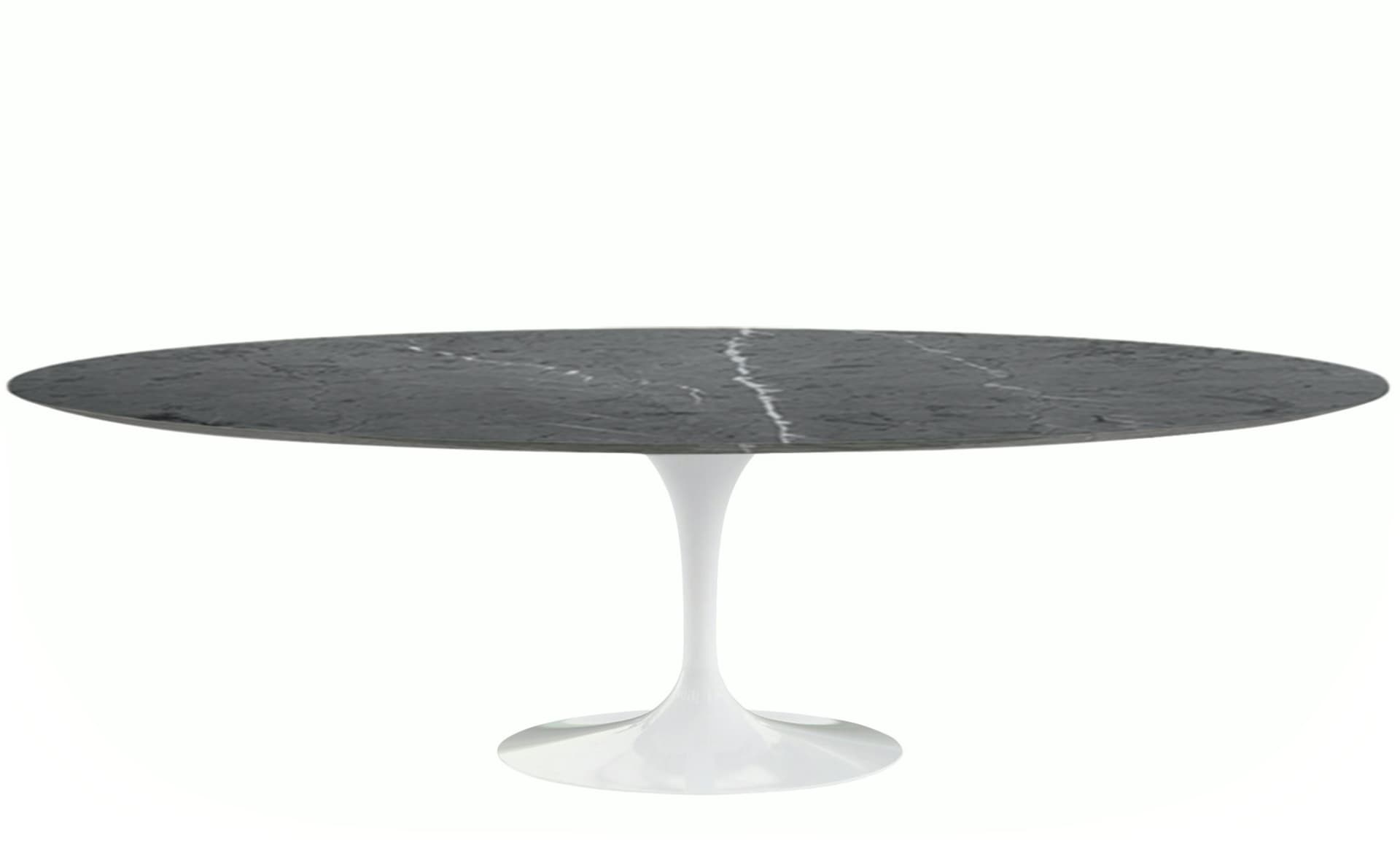 saarinen dining table - 96" oval / high gloss - white / polished marble - grigio marquina