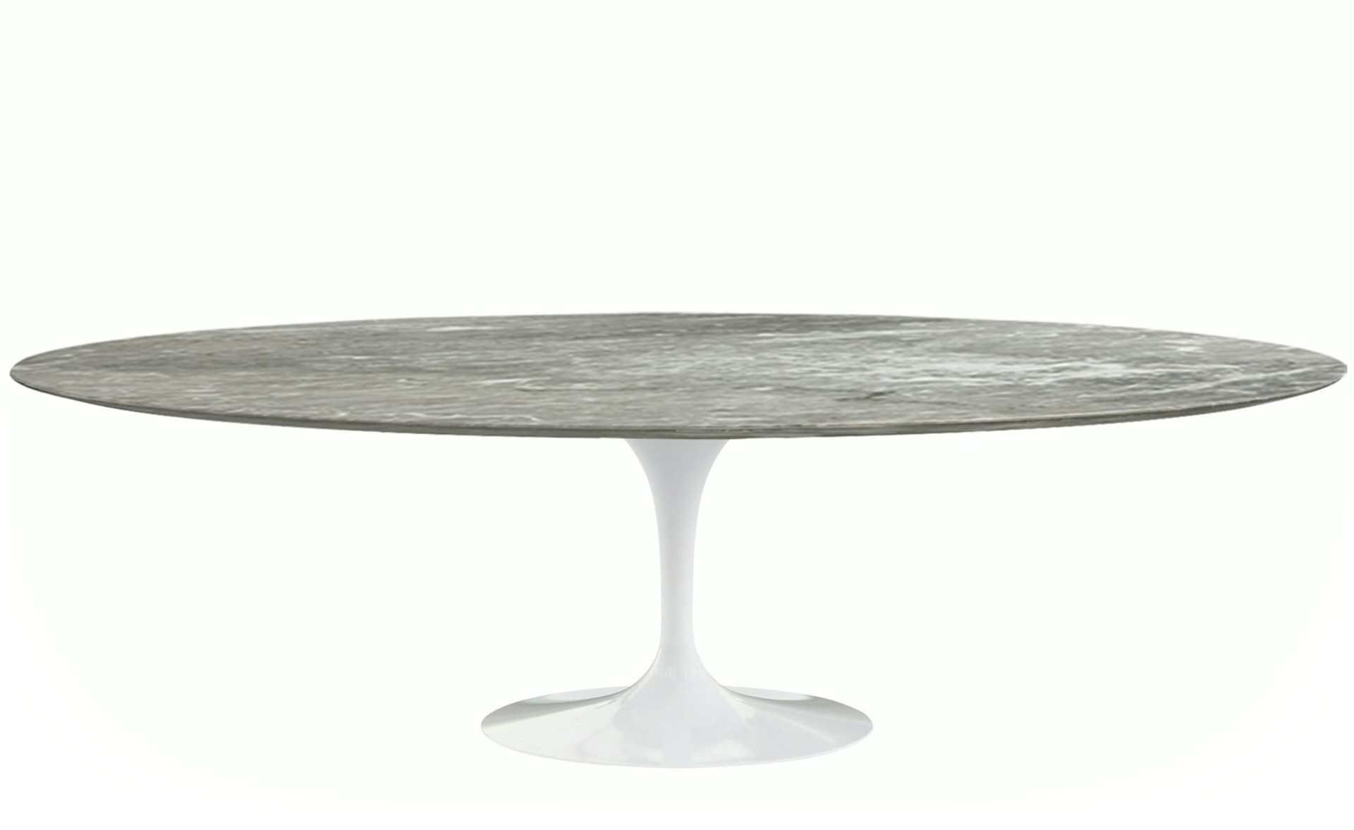 saarinen dining table - 96" oval / high gloss - white / polished marble - grey
